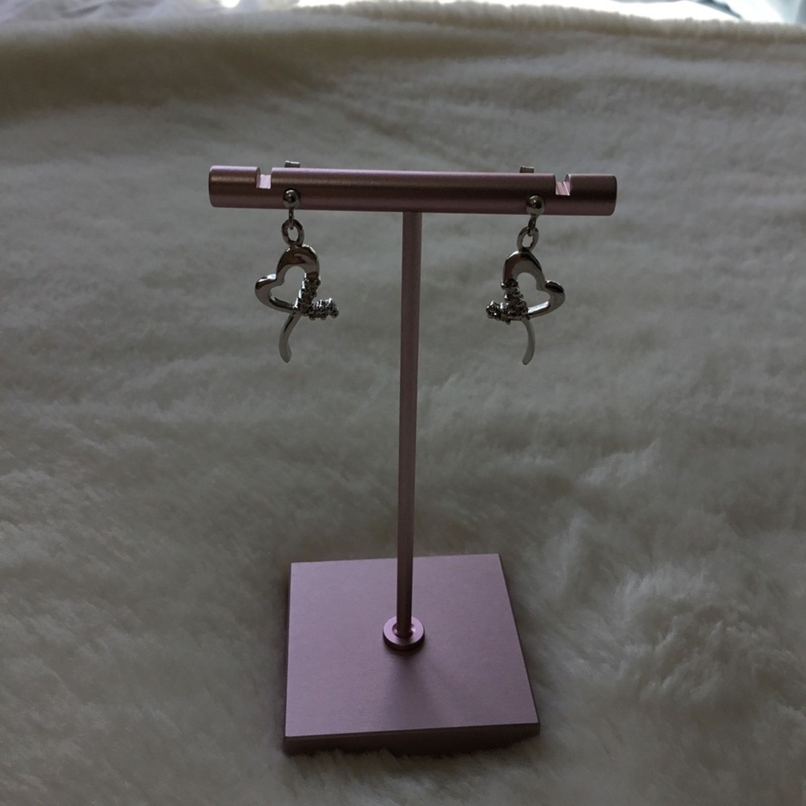 Other Sterling Silver Heart Drop Earrings Size ONE SIZE - 3 Thumbnail