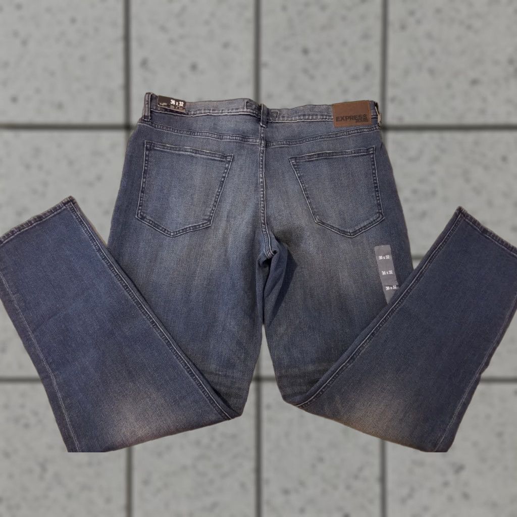 Express Express Jeans Slim Denim Pants 36x32 38x32 Mens Blue Cotton 5-Pocket Jeans Stretch Regular Slim Straight Vintage No Size US 36 / EU 52 - 1 Thumbnail