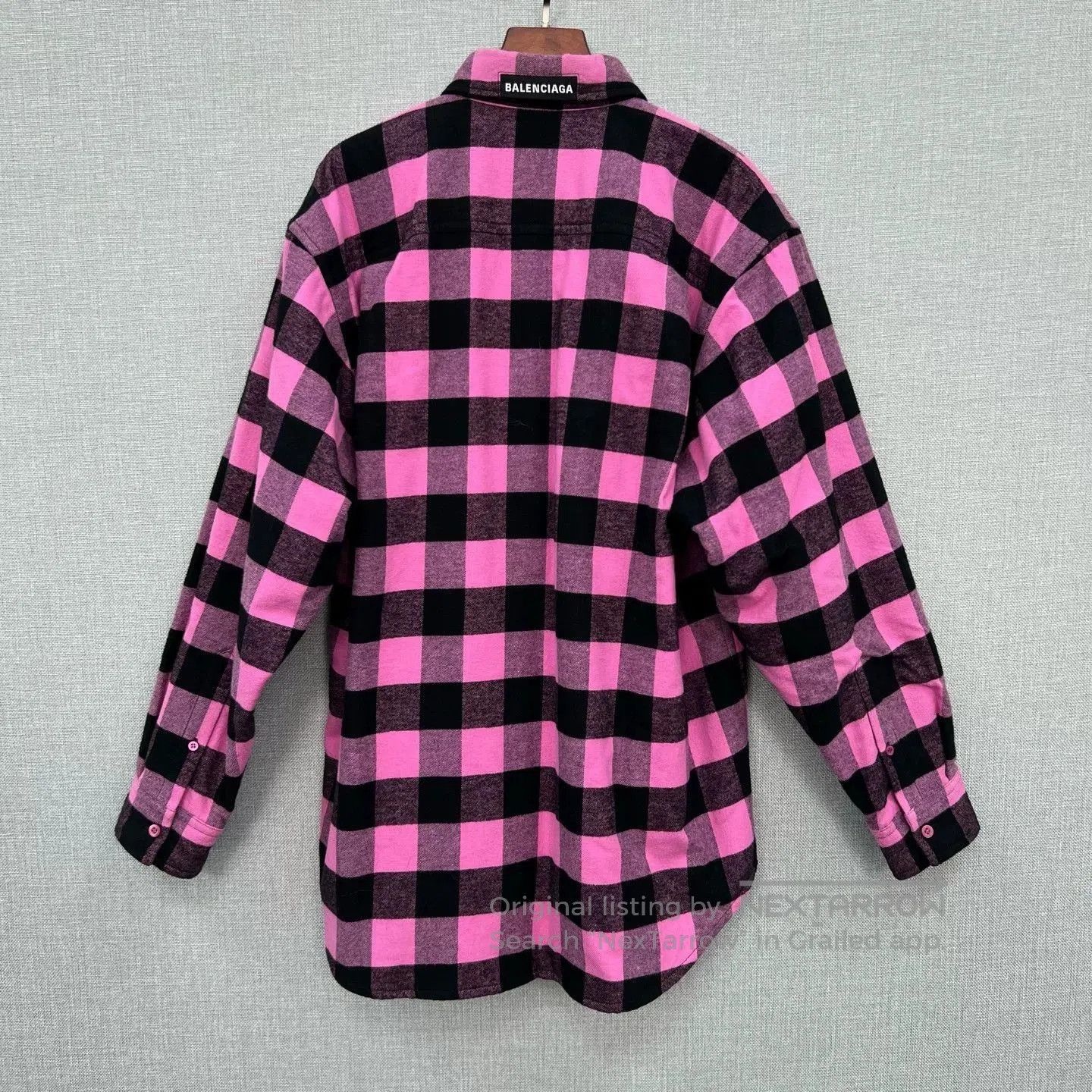 Balenciaga Balenciaga Black Pink Flannel Logo Plaid Shirt Jacket. Size XXS / US 00 / IT 34 - 2 Thumbnail