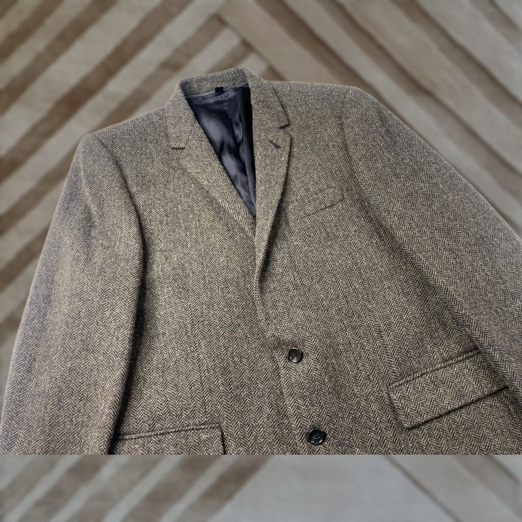 J.Crew J.Crew Blazer Jacket Sport Coat Men Size 44R Brown Herringbone Casual Business Wool Tweed Size 44R - 1 Thumbnail