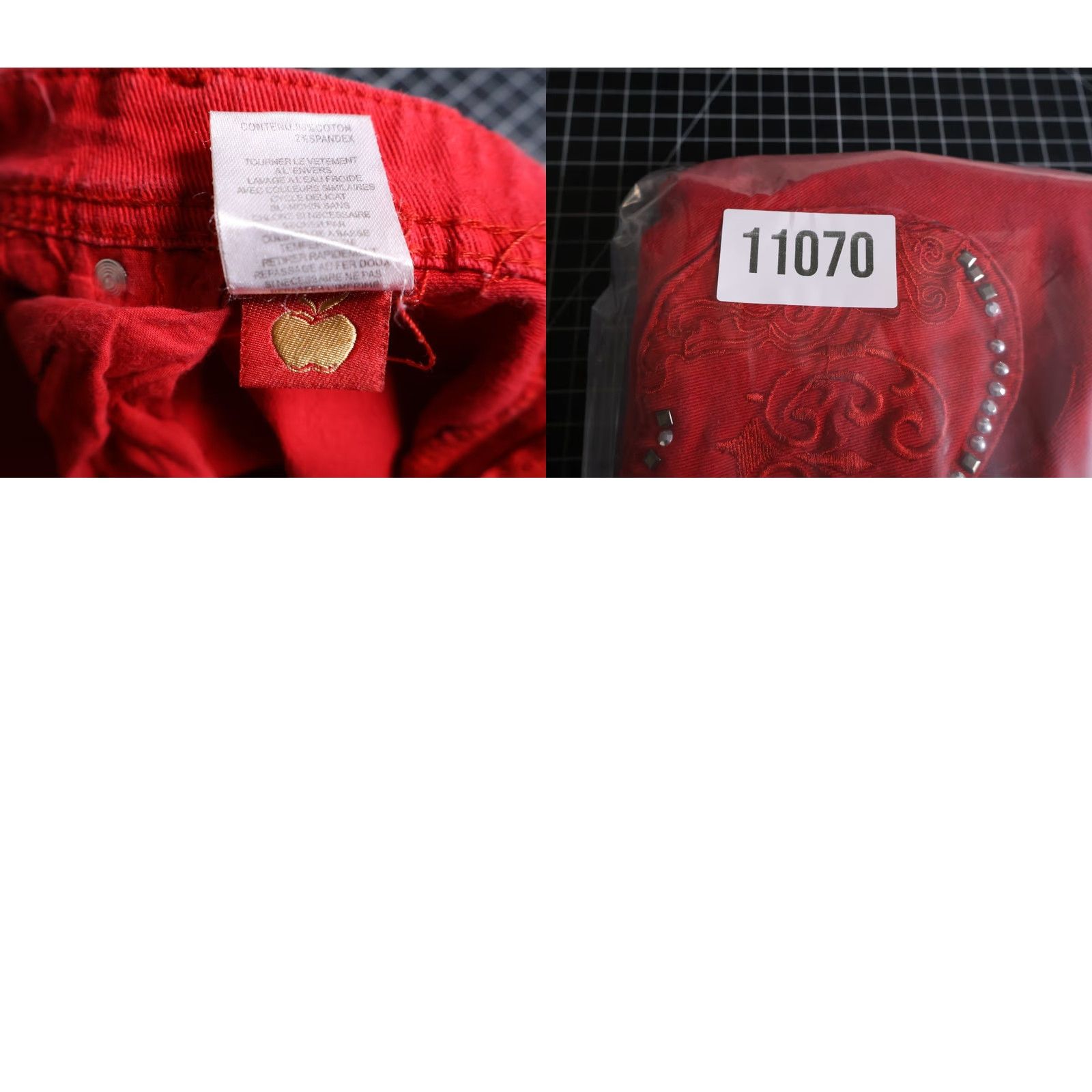 Vintage VINTAGE Apple Bottoms Jeans Women's 14 (38 x 29) Red Embellished Rhinestones Stretch Denim Size 36" / US 14 / IT 50 - 11 Thumbnail