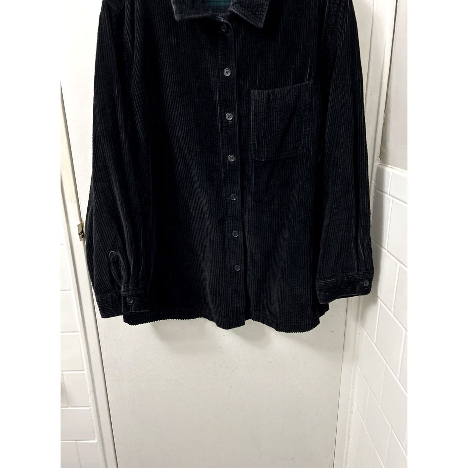 Vintage LL Bean Corduroy Shirt Jacket Womens Medium Black Flannel Lined Shacket 273275 Size M / US 6-8 / IT 42-44 - 3 Thumbnail