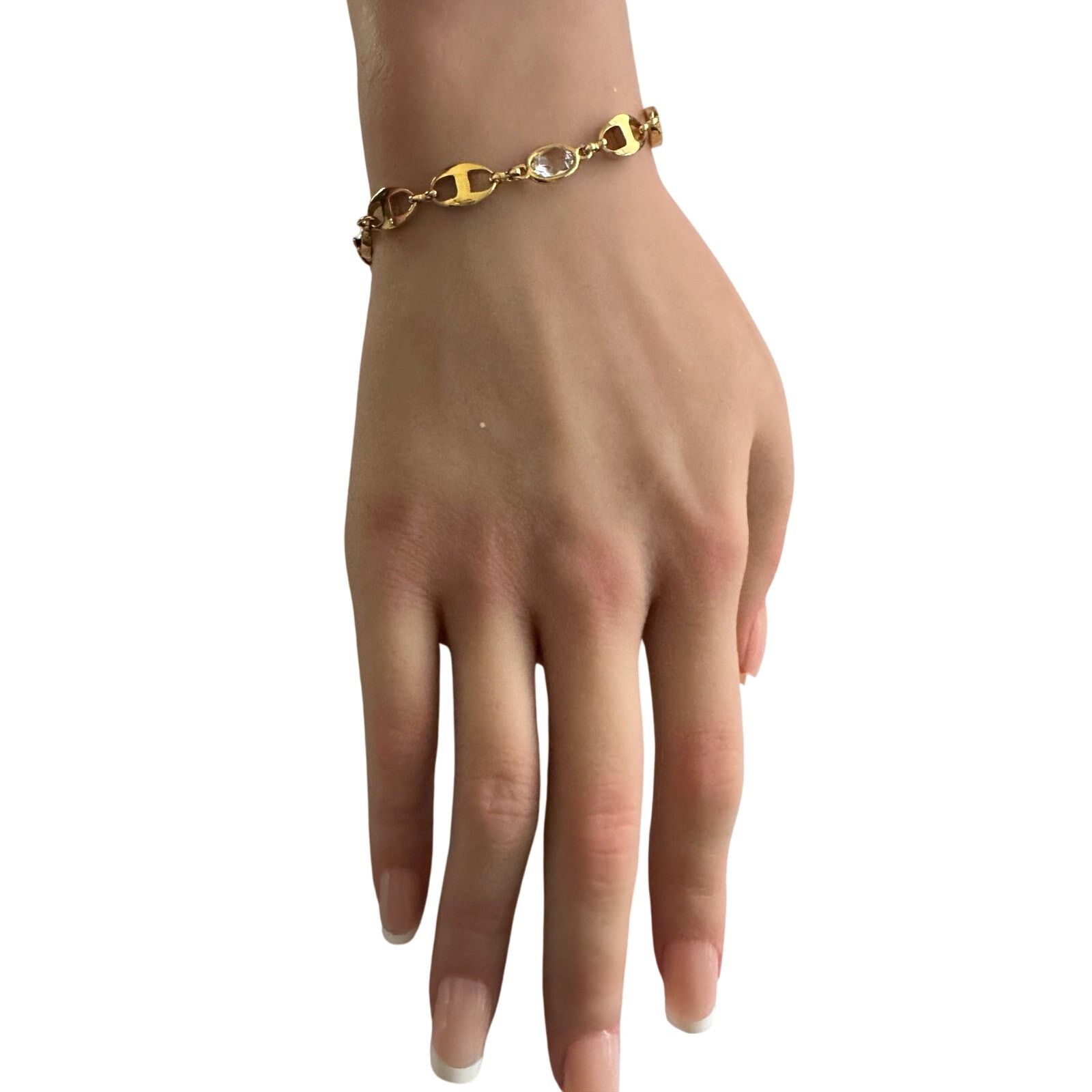 Givenchy Givenchy Oval Mirrored GG Gold Plate Bracelet w Gemstones Size ONE SIZE - 10 Thumbnail