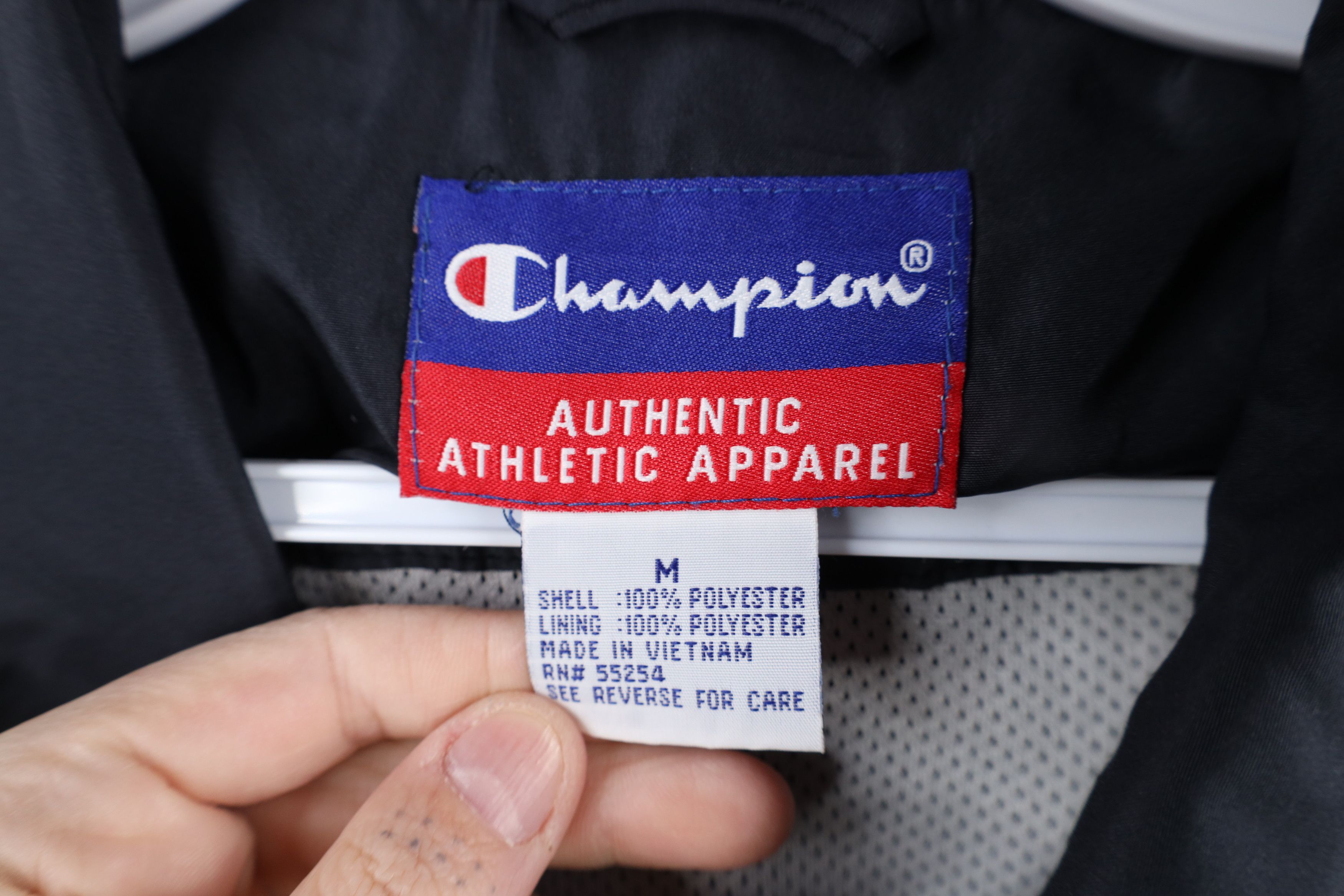Champion × Vintage Vintage 90s Champion Lined Windbreaker Bomber Jacket Black Size US M / EU 48-50 / 2 - 10 Thumbnail