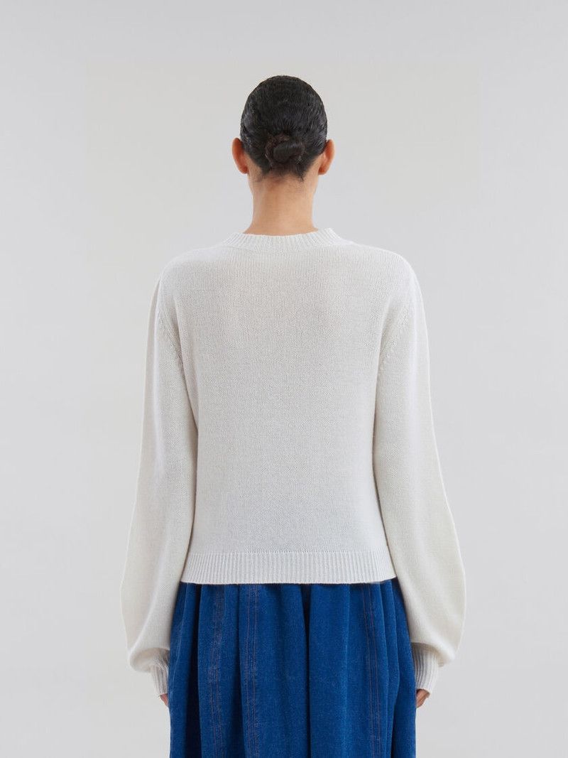 Marni o1w1db11125 Cashmere Sweater With Patch in White Size XL / US 12-14 / IT 48-50 - 3 Thumbnail