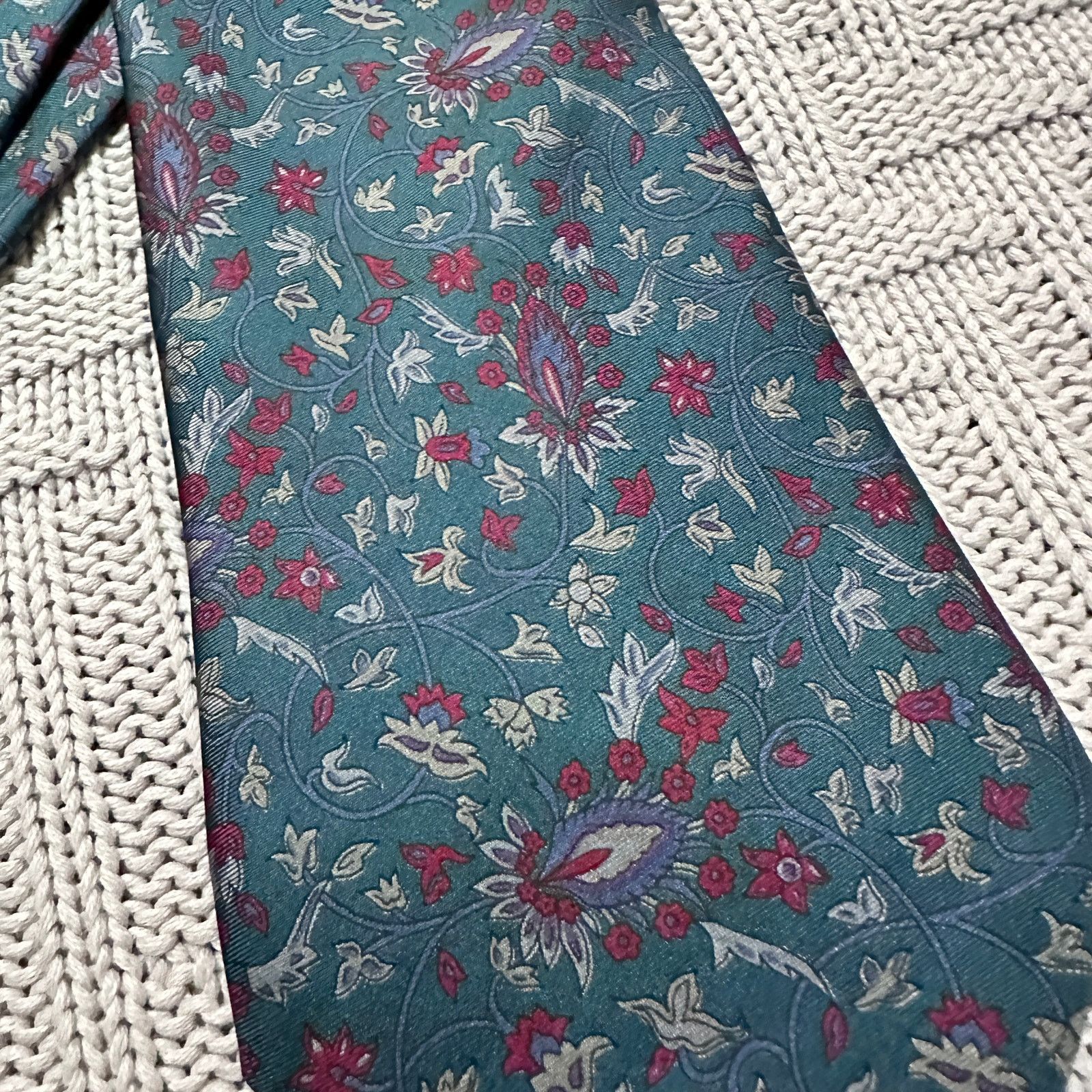 Oleg Cassini Vintage Oleg Cassini hunter green tapestry print men's tie Size ONE SIZE - 2 Thumbnail