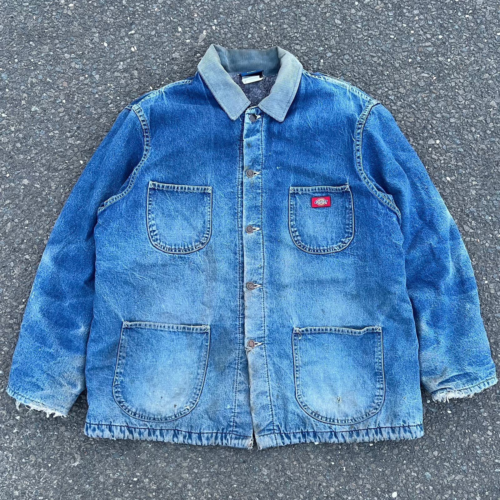 image of Crazy Faded Dickies Denim Chore Blanket Coat Jacket in Blue, Men's (Size XL)