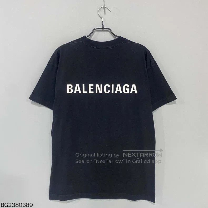 Balenciaga Balenciaga Black Front and Back Letter Logo Short Sleeve Size US S / EU 44-46 / 1 - 1 Thumbnail