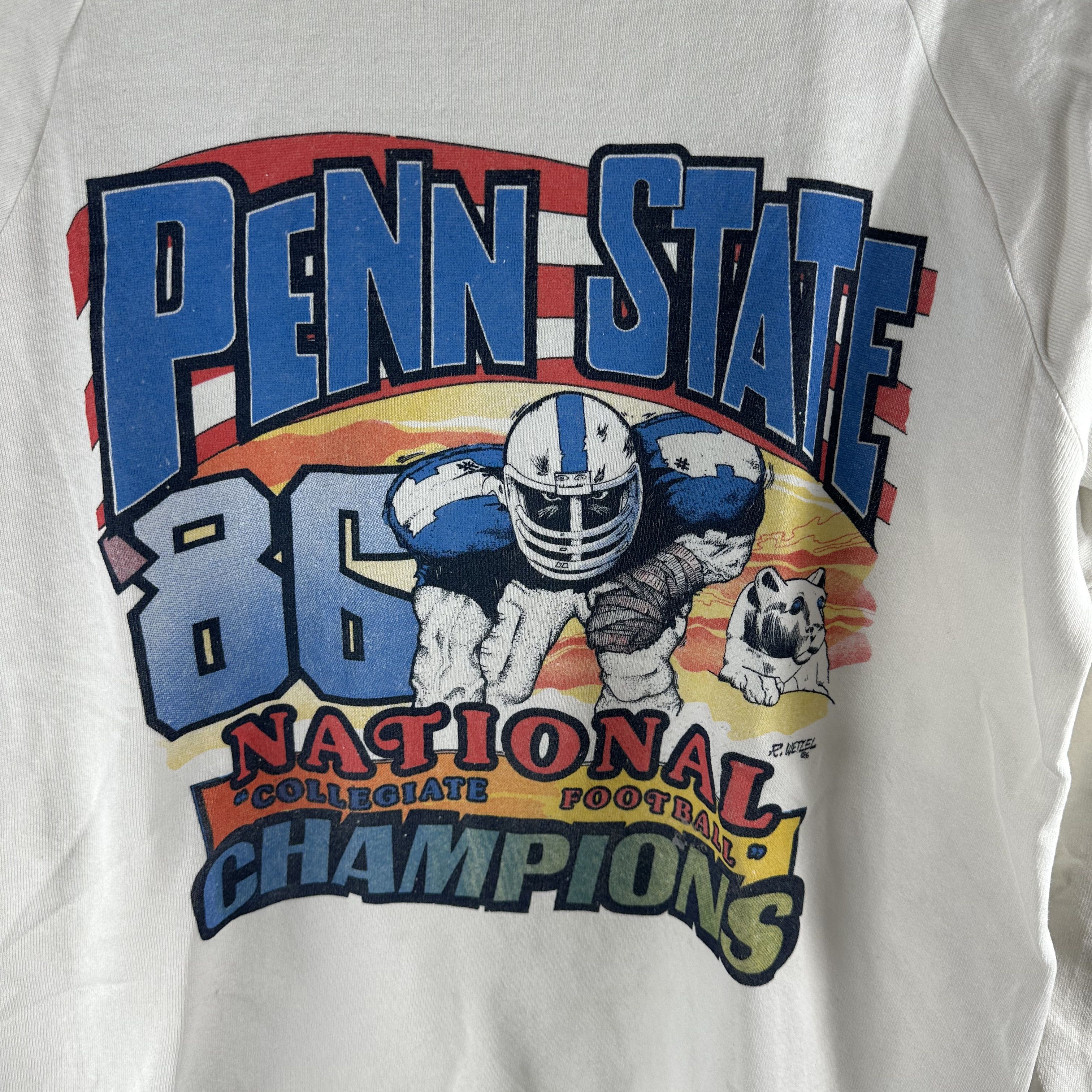 Vintage 1986 Penn State NCAA National Football Champs Sweatshirt Size US M / EU 48-50 / 2 - 2 Thumbnail