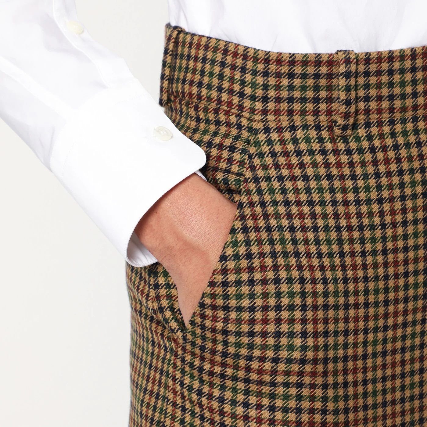Saint Laurent Paris o1d2blof0526 Checked Wool Skirt in Beige Size 27" / US 4 / IT 40 - 5 Thumbnail
