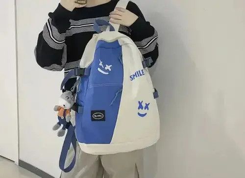 High Sport × Japanese Brand Bag Fashion punk Blue White smile backpack aesthetic Size ONE SIZE - 1 Thumbnail