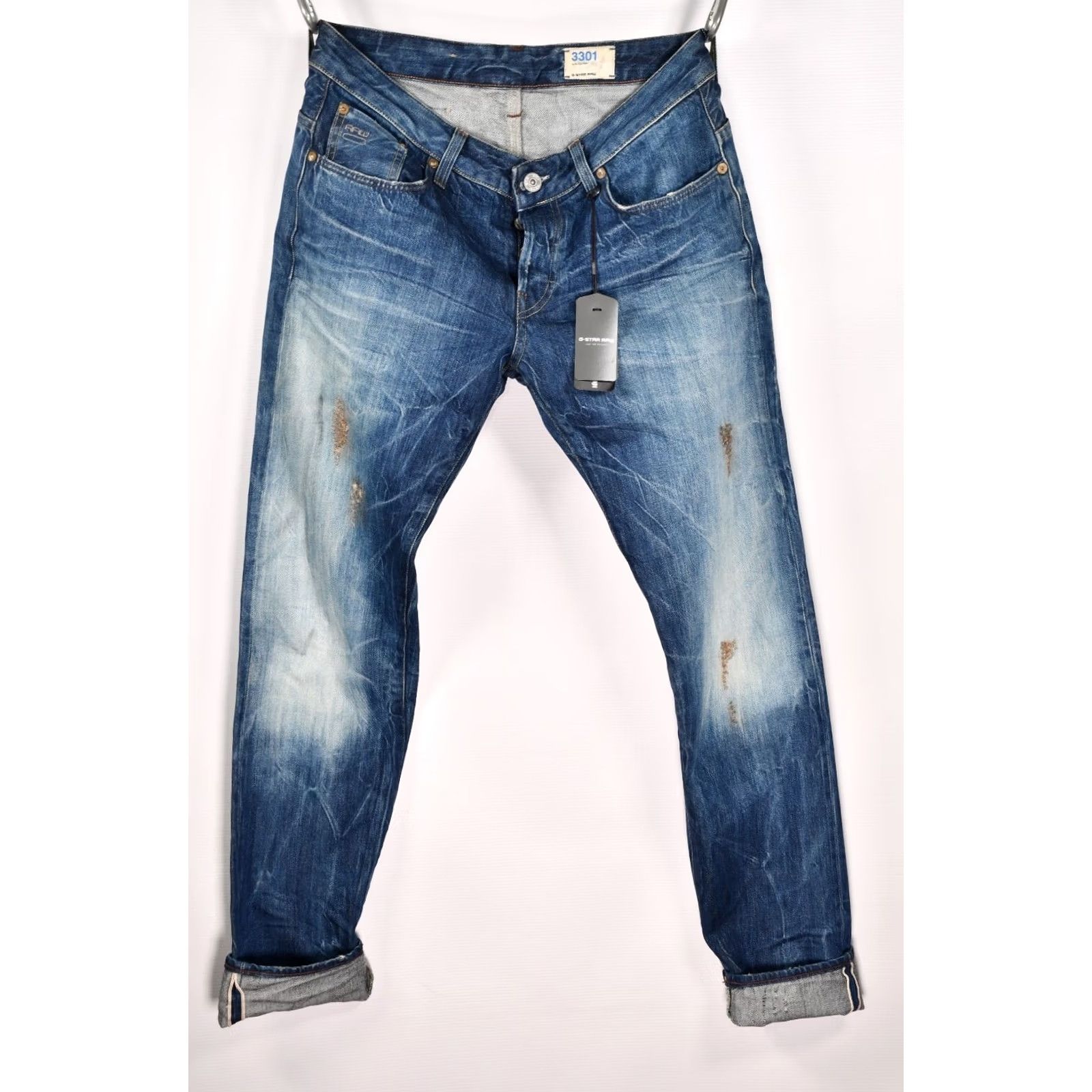 G-Star G-Star Raw 3301 Low Tapered RL Ravage Denim Selvedge Red Listing Jea ns W31/L34 Men Blue Cotton 100% 34in Inseam Vintage-Style? Size US 31 - 2 Thumbnail