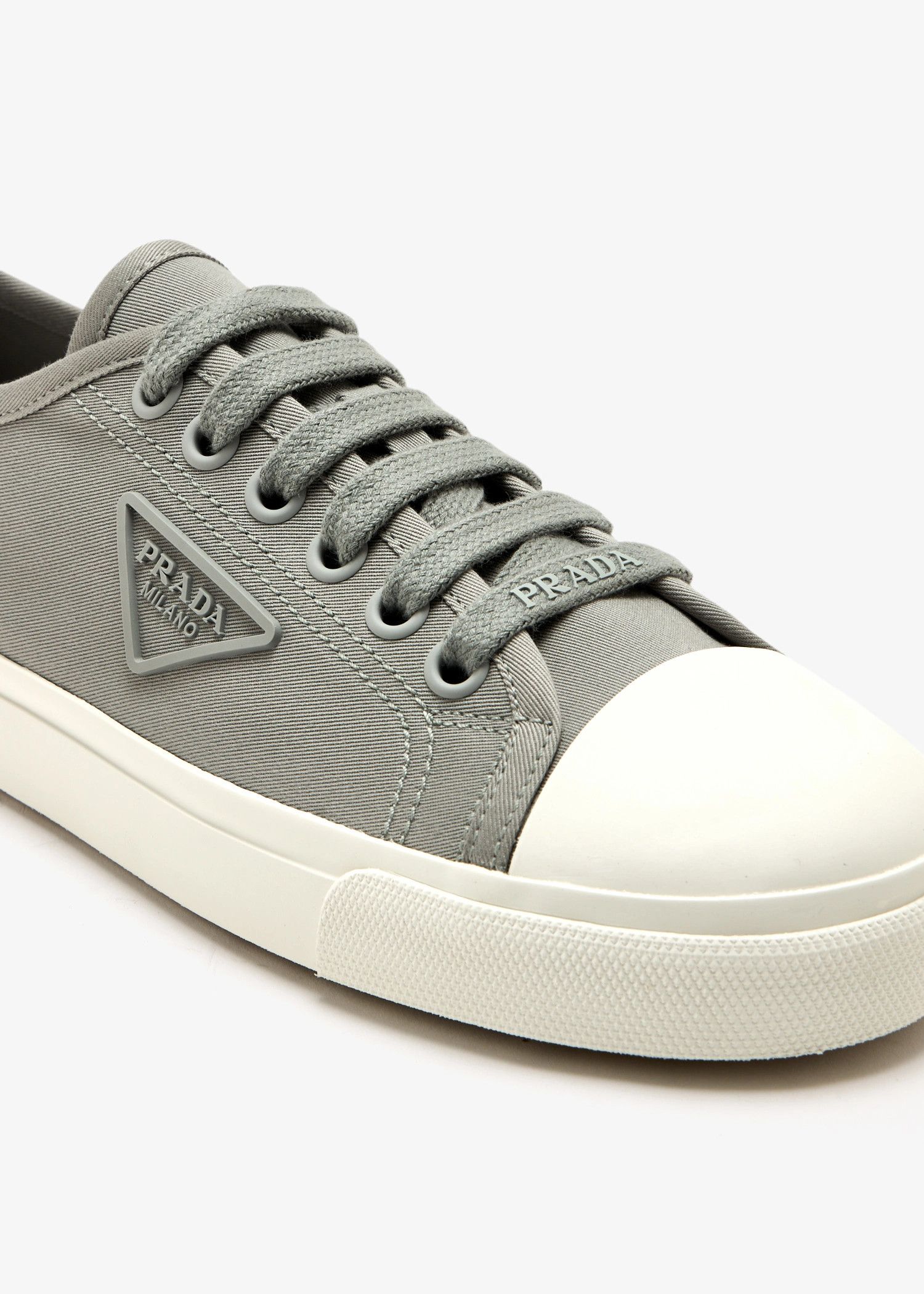 Prada o1mt1gz0526 Cotton Gabardine Sneakers in Grey/White Size US 8 / EU 41 - 2 Thumbnail