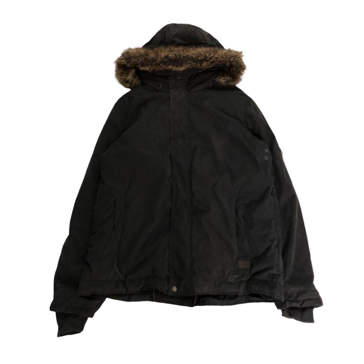 🔥VINTAGE BOMBER JACKET CHORE WORKER VOLCOM MINK FUR HOODIE