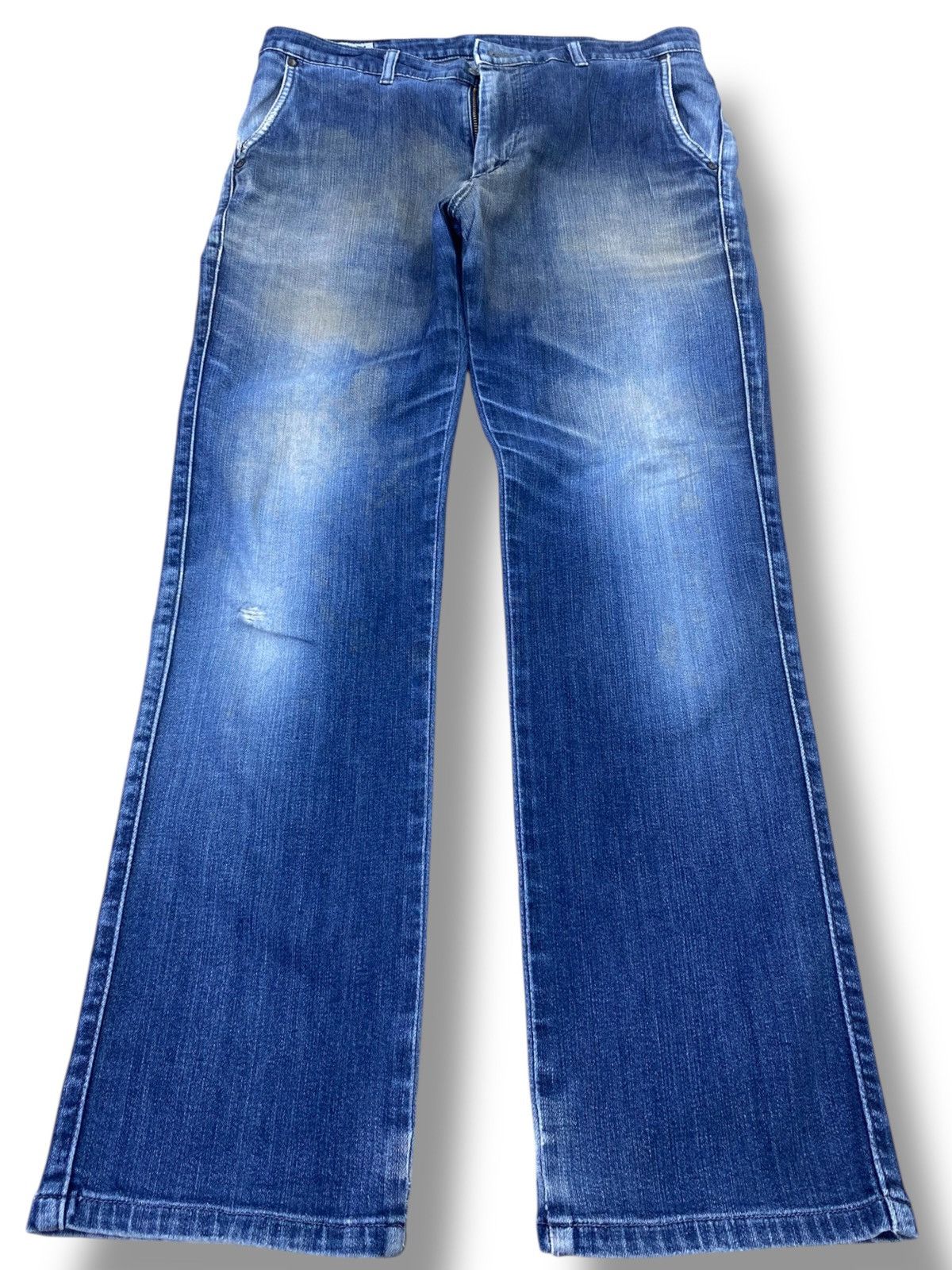 Edwin Vintage Edwin Whiskers Faded Blue Wash Style Loose Jeans Size US 33 - 1 Thumbnail