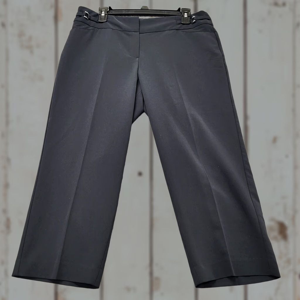 Vintage Zac & Rachel Women's Size 12 Flat Front Stretch Dress Pant Black Onyx Casual Dress Pants Wide-Leg Regular Fit Size 34" / US 12 / IT 48 - 1 Thumbnail