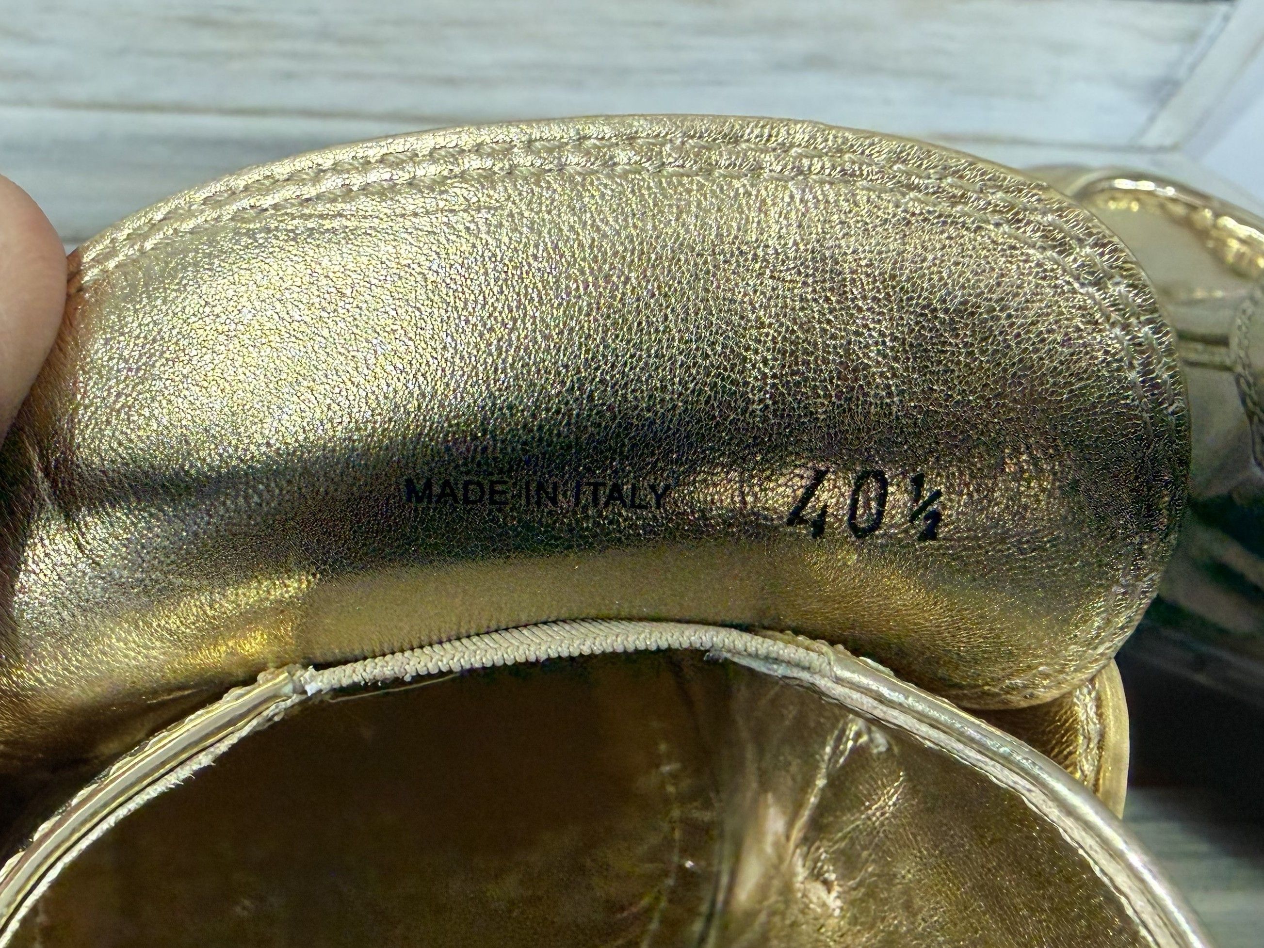 Prada PRADA Milano Metallic Gold Leather Loafers Triangular Logo Size US 10.5 / IT 40.5 - 12 Thumbnail