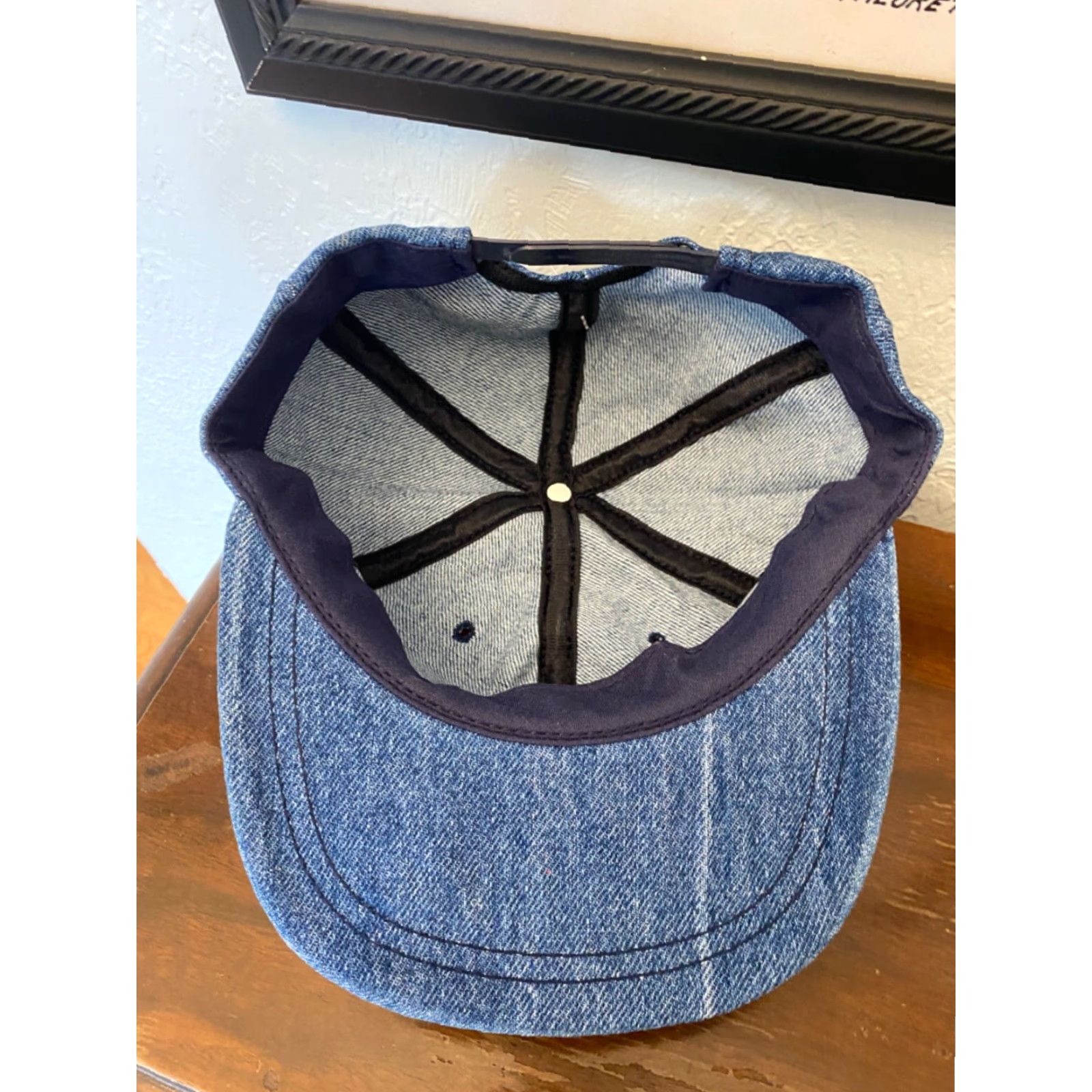 Denime VINTAGE Snap-Back Trucker Hat Cap Denim USA Patch Blue Adjustable Men's Size XS? Size ONE SIZE - 4 Thumbnail