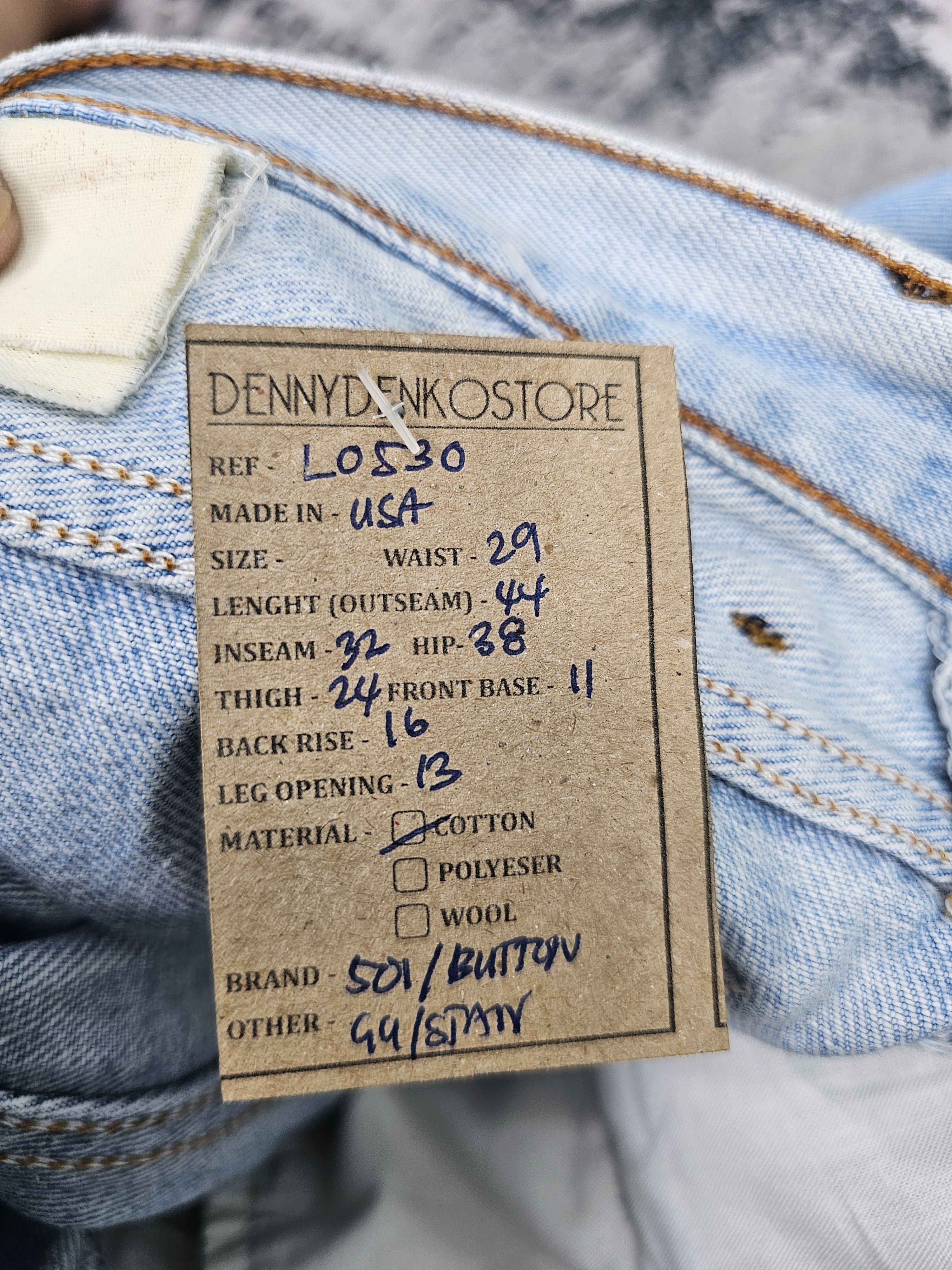 Levi's Vintage Clothing Vtg 90's LEVIS 501 Made In Usa Ripped Taper Light Blue L0530 Size US 29 - 14 Thumbnail