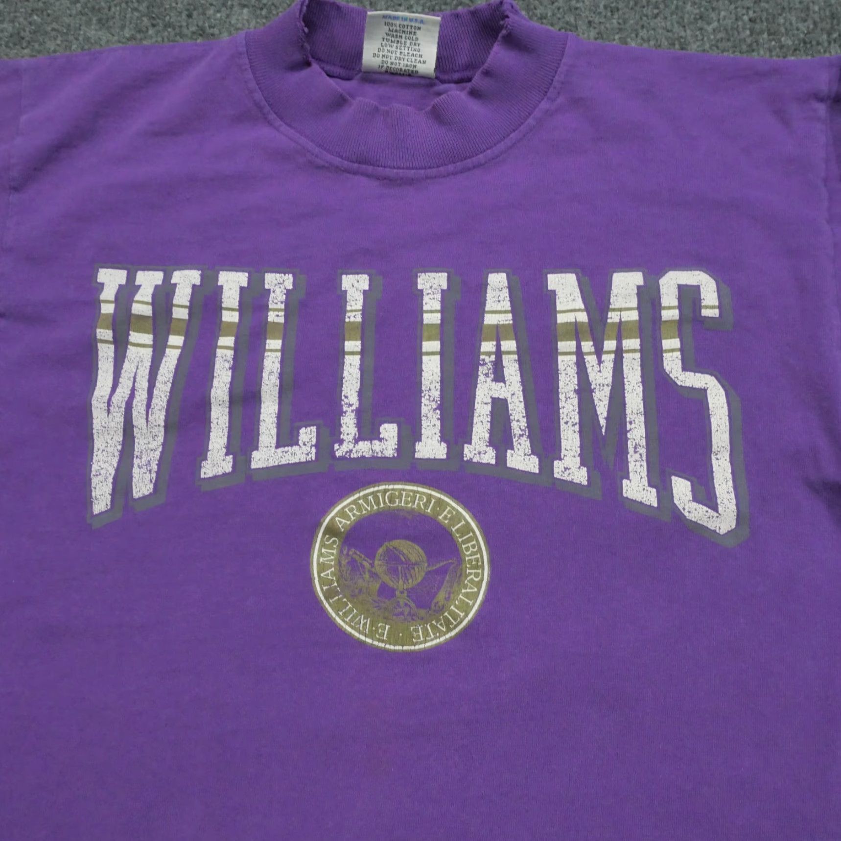 Vintage VINTAGE Williams College T Shirt Mens 90s Purple Cotton Crew Neck Long Sleeve Small Oversized Faded 1990s Gear For Sports Clothing Size US S / EU 44-46 / 1 - 2 Thumbnail
