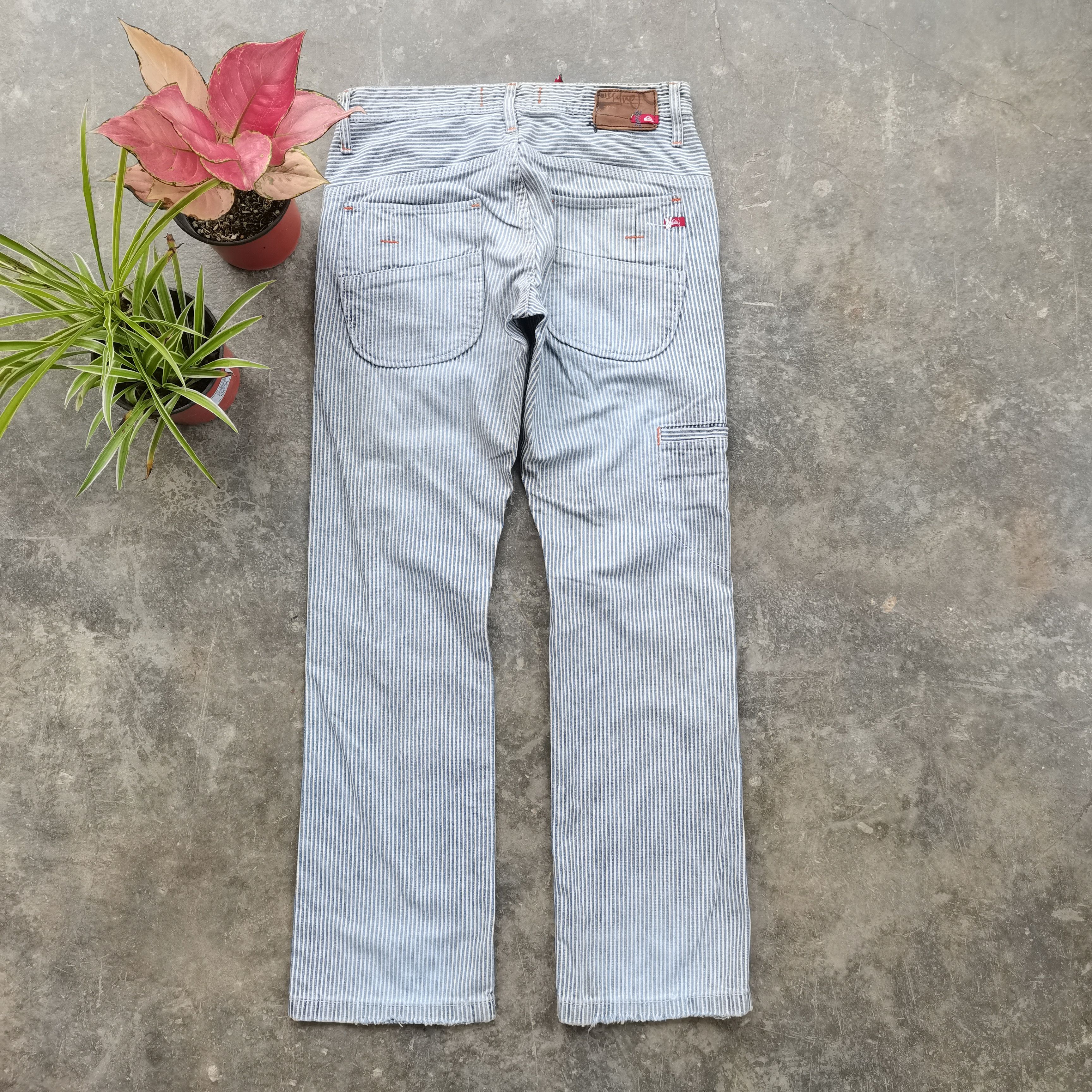Quiksilver × Vintage Vintage QUIKSILVER Hickory Stripes Distress Faded Denim Size US 31 - 6 Thumbnail