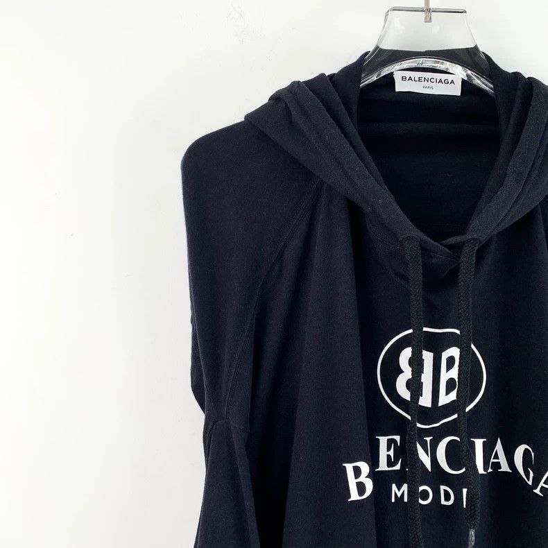 Balenciaga Balenciaga Black logo monogrammed cotton hooded drawstring Size US S / EU 44-46 / 1 - 3 Thumbnail