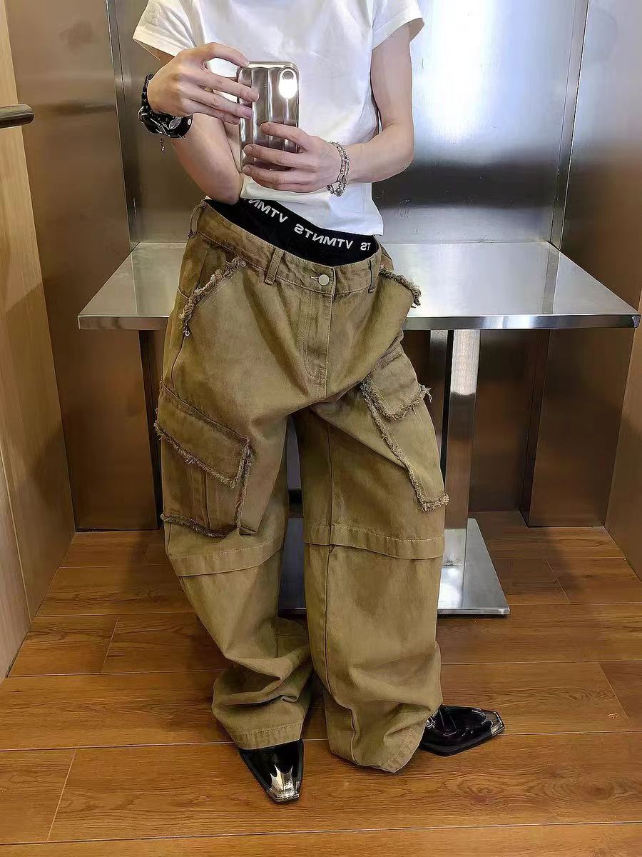 Japanese Brand × Vintage Baggy Brown Casual Workwear Pants Size US 31 - 5 Thumbnail