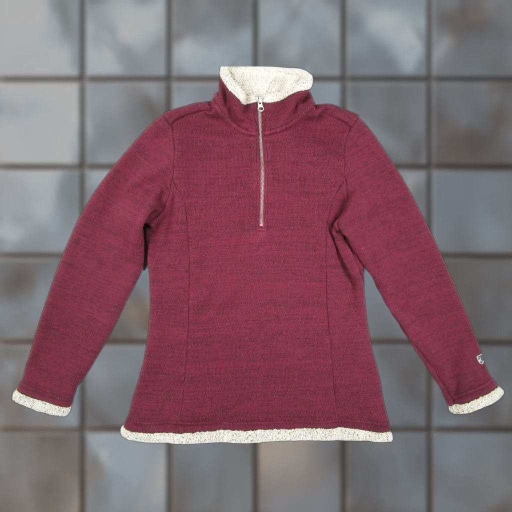 Vintage Kuhl Sweater Womens Large Burgundy 1/4 Zip Alfpaca Sherpa Fleece Pullover 4210 Size L / US 10 / IT 46 - 1 Thumbnail
