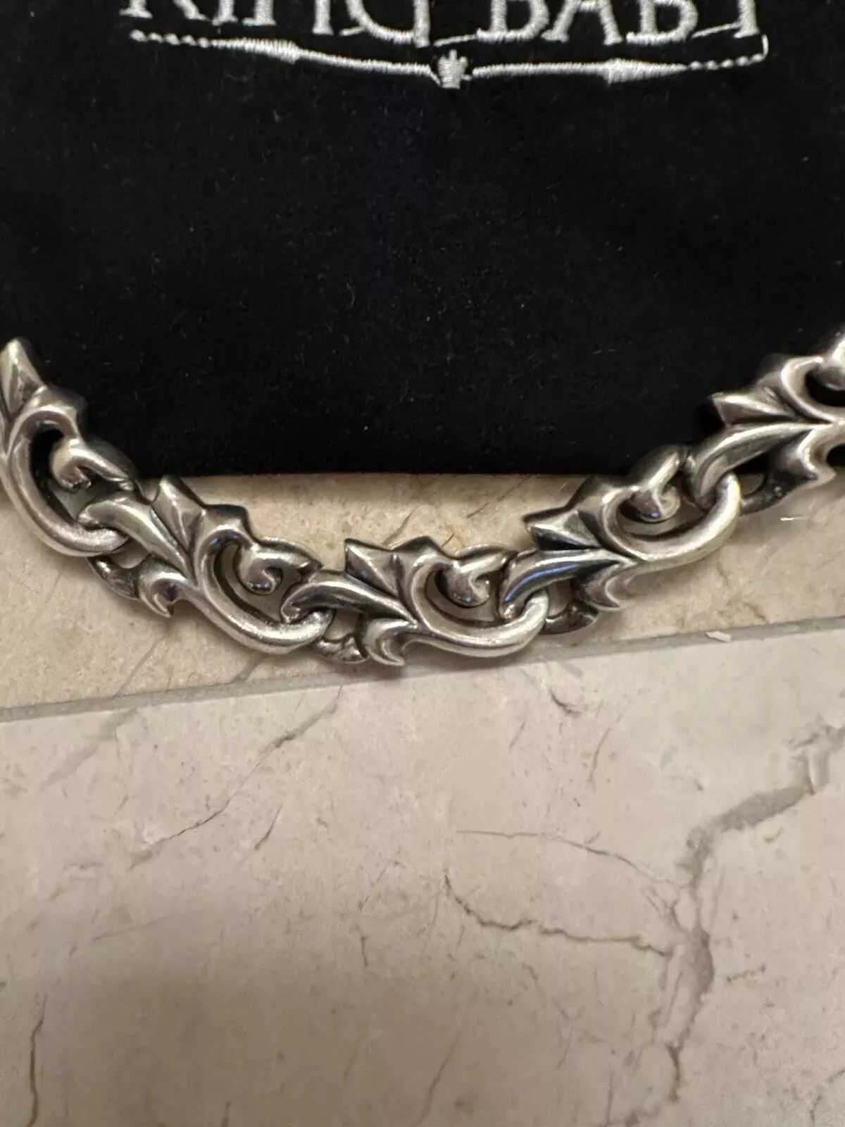 King Baby Studio King Baby Studio 18 Inch Floral Script Link Chain Silver 925 Size ONE SIZE - 10 Thumbnail
