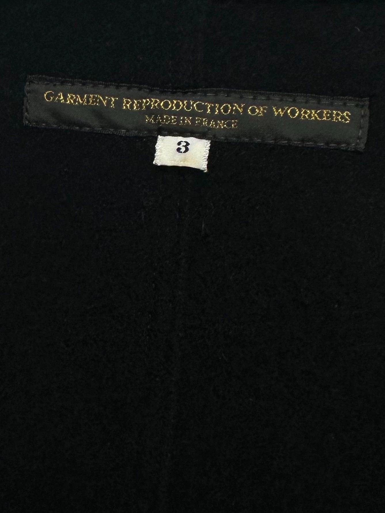 Garment Reproduction of Workers GRoW Patina Silver Buckle Black Wool French Work Jacket Size US L / EU 52-54 / 3 - 5 Thumbnail