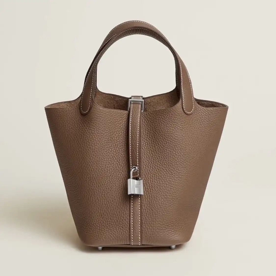 Hermes Hermes Picotin Lock 18 Etoupe Clemence cowhide leather picotin handbag silver ha Size ONE SIZE - 1 Thumbnail
