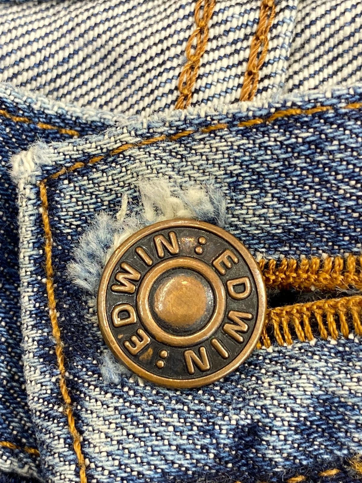 Edwin Edwin 502 Blue Wash Ripped Style Loose Jeans Size US 28 / EU 44 - 10 Thumbnail