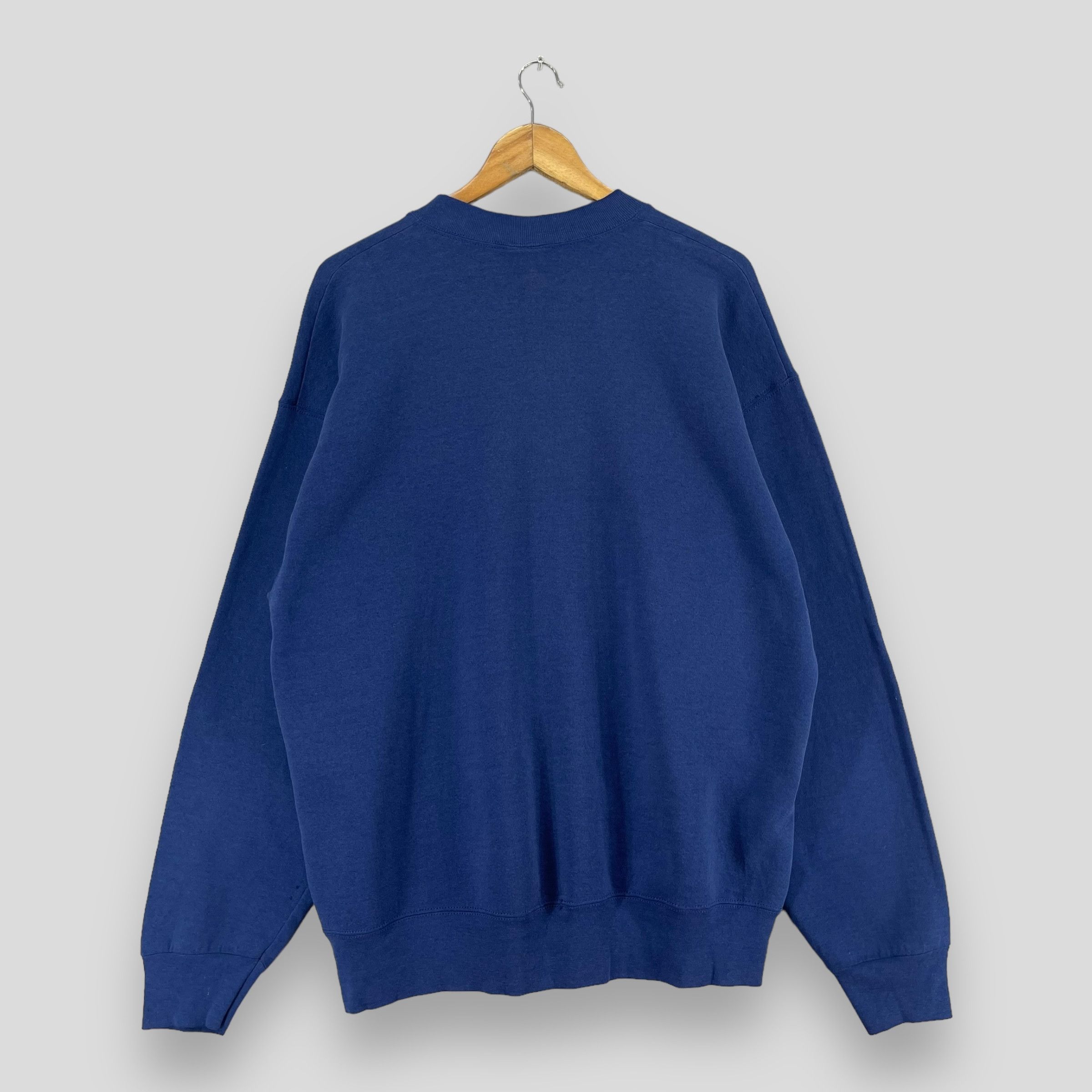 Vintage Vintage 90s Plain Blank Blue Crewneck Sweatshirt Size US XL / EU 56 / 4 - 8 Thumbnail