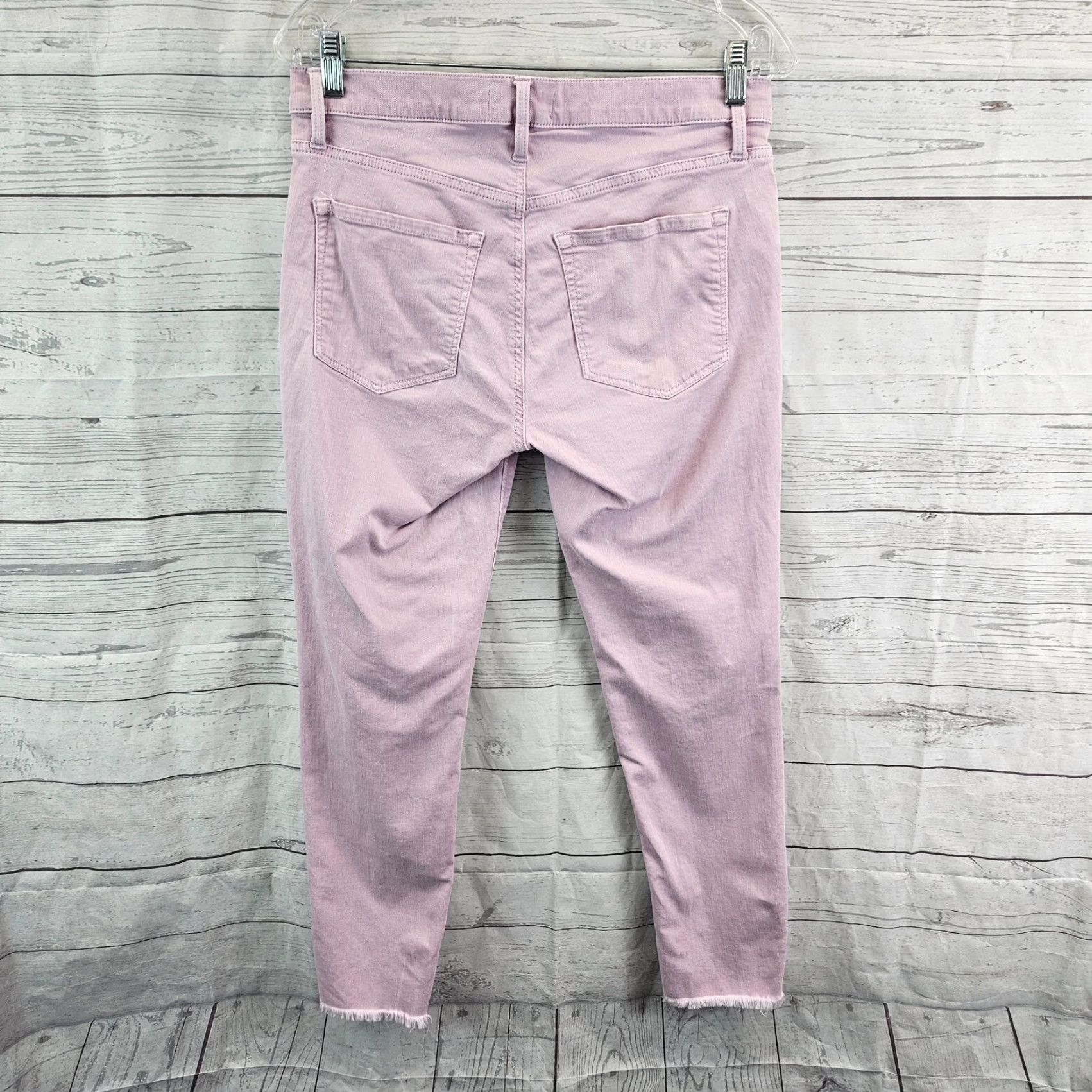 Loft VINTAGE? No. (Corrected) LOFT Womens Modern Skinny Jeans Sz 6 Purple/Pink Raw Hem Mid Rise Denim Cotton Blend Zip Cropped Inseam 26 Womens Size 28" / US 6 / IT 42 - 3 Thumbnail