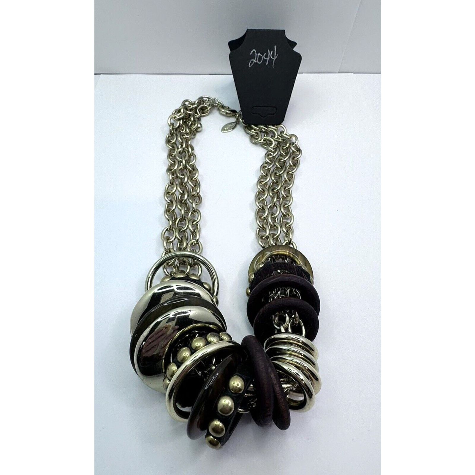 Chicos CHICO'S Jenny Neutral Faux Tortoise Shell and Wood Necklace Size ONE SIZE - 9 Thumbnail
