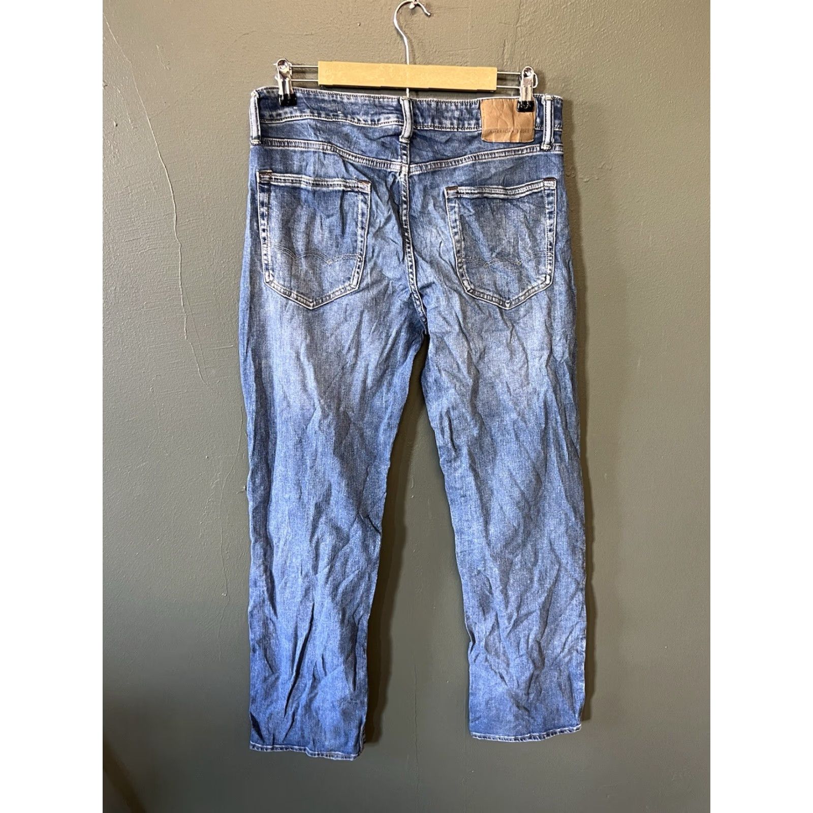 American Eagle Outfitters American Eagle Mens Jeans Blue Straight Leg Denim Size 32 x 34 Size US 32 / EU 48 - 2 Thumbnail
