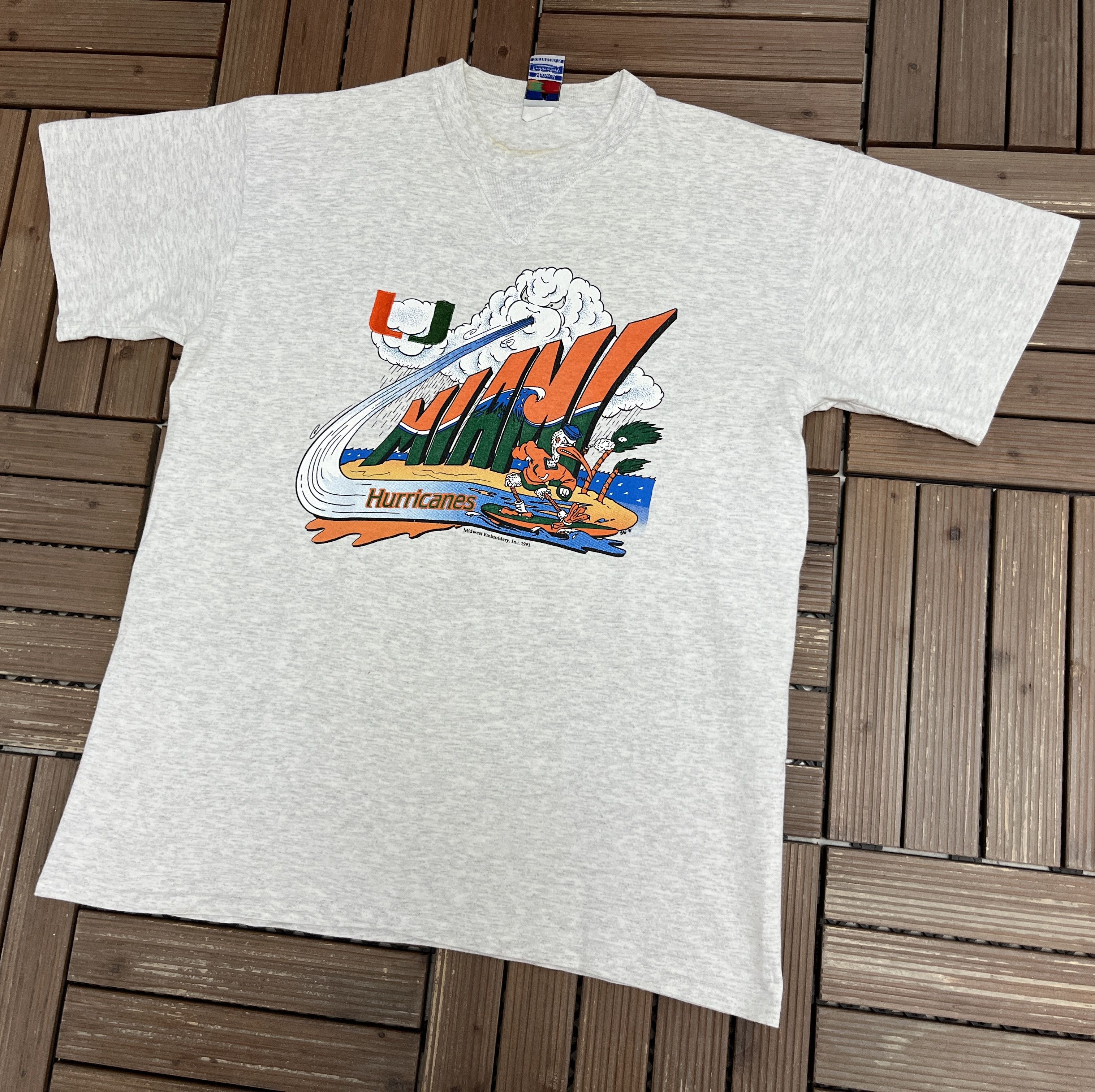 Vintage Miami Hurricanes Vintage Grey T-Shirt Tee Size US L / EU 52-54 / 3 - 4 Thumbnail