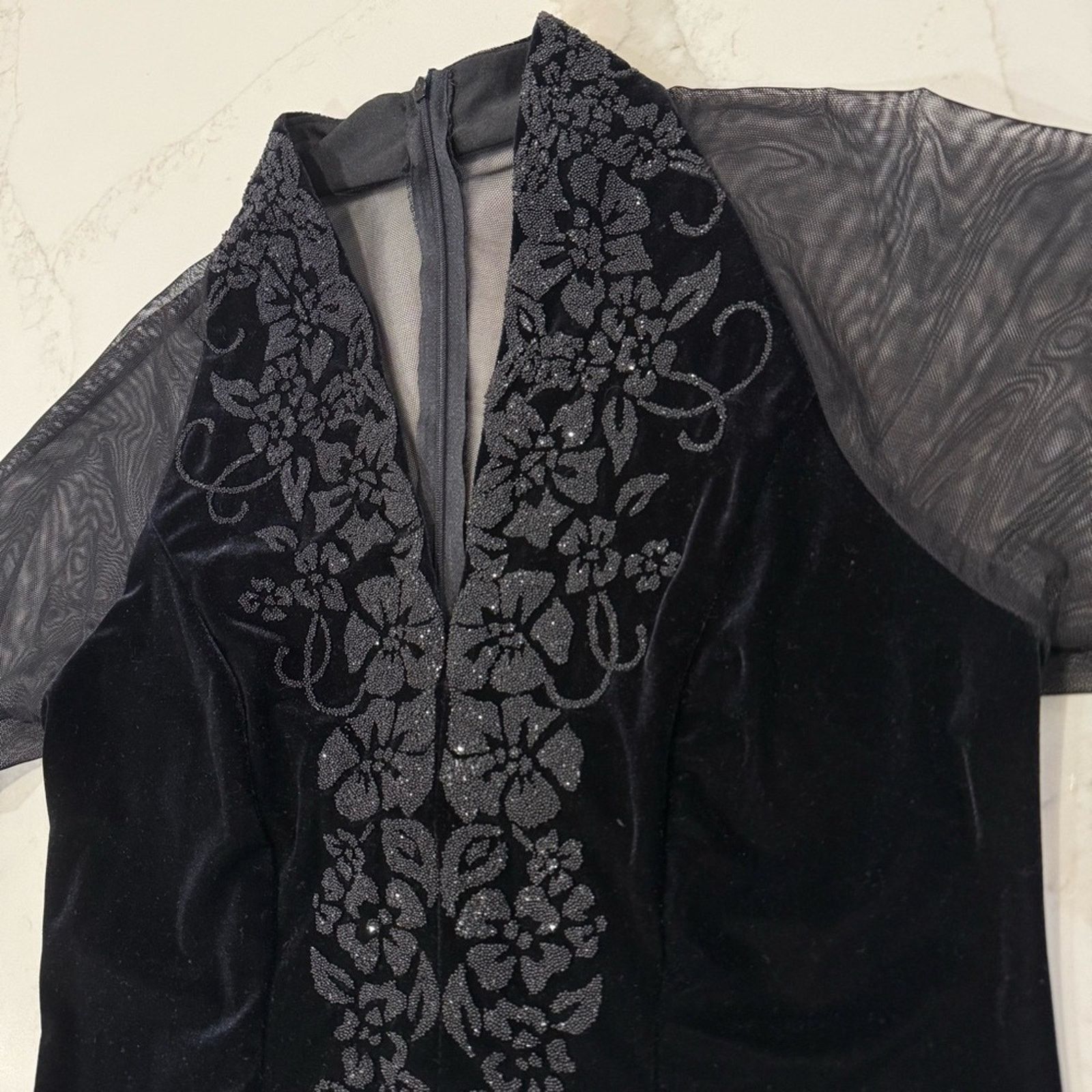 Vintage Vintage J.R. Nites By Caliendo Velvet Sexy Mesh Top Womens 8 Size M / US 6-8 / IT 42-44 - 4 Thumbnail