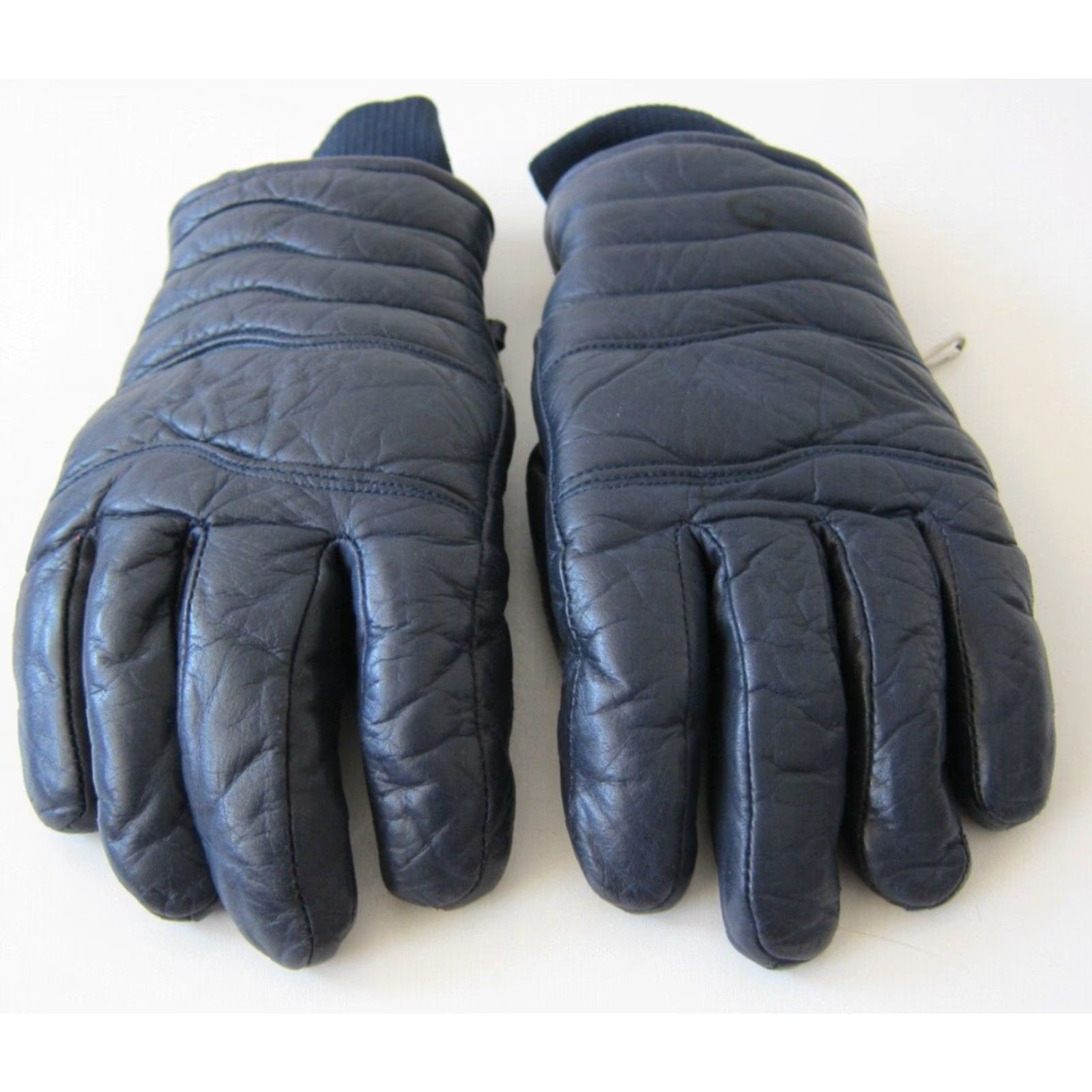 Vintage Vintage Olympia Navy Blue 100% Leather Insulated Snow Ski Warm Glove Men Medium Size ONE SIZE - 3 Thumbnail