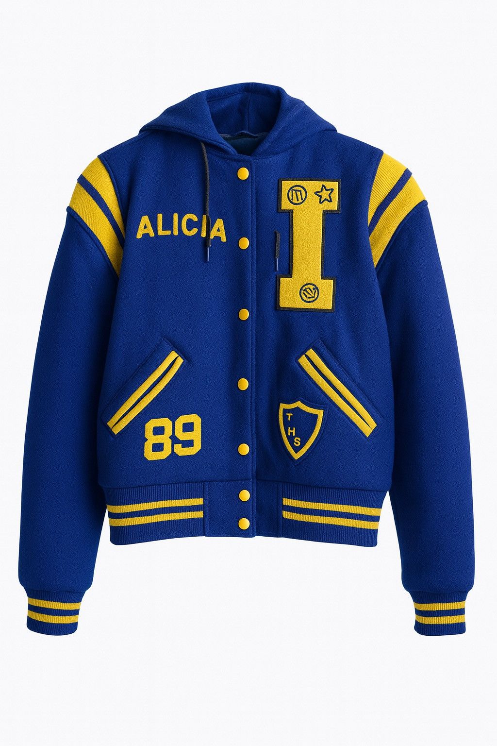 Vintage Vintage Nelson’s Varsity Jacket “Alicia” Blue Yellow Wool Size US S / EU 44-46 / 1 - 1 Thumbnail