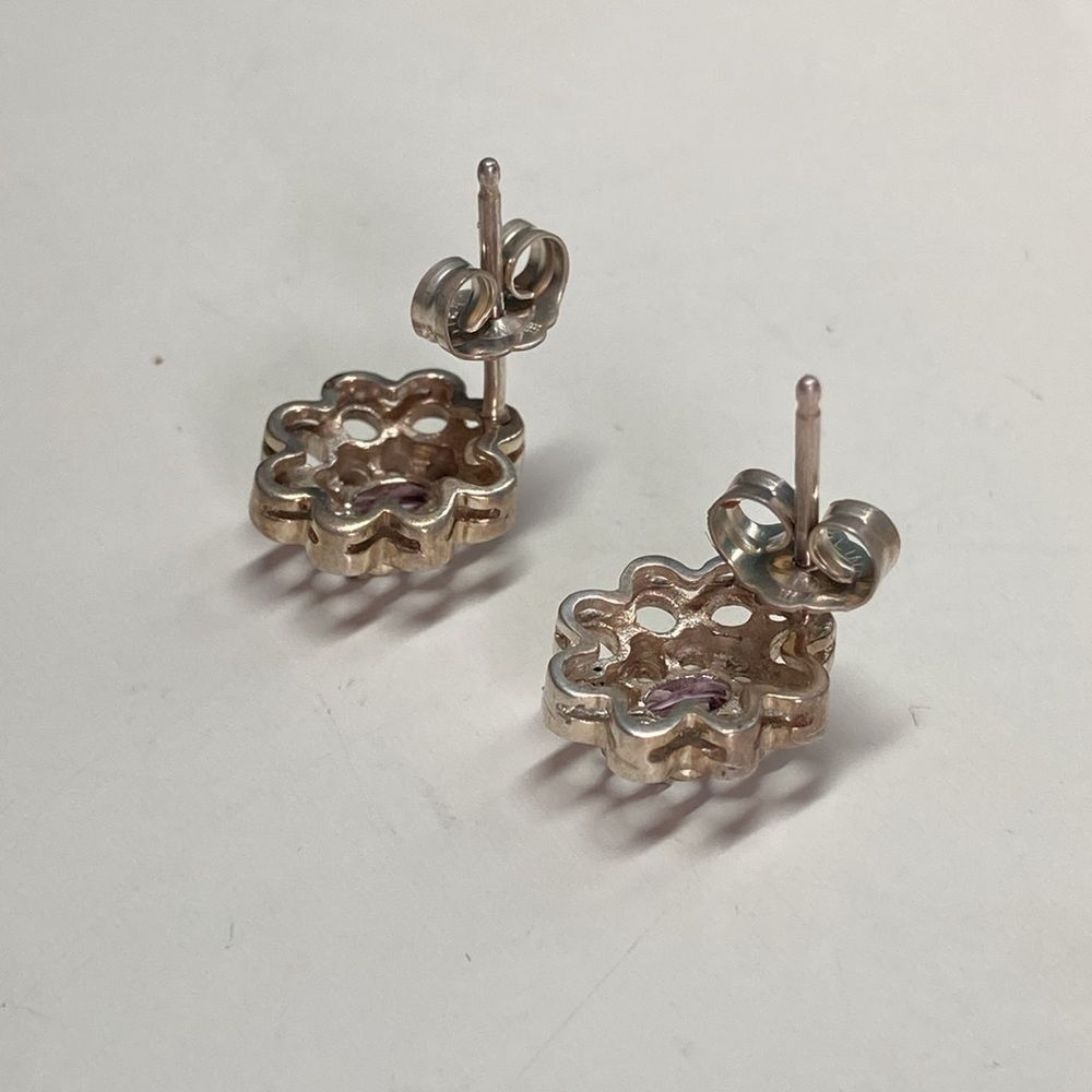Vintage Amethyst Earrings Set in 925 Sterling Size ONE SIZE - 7 Thumbnail