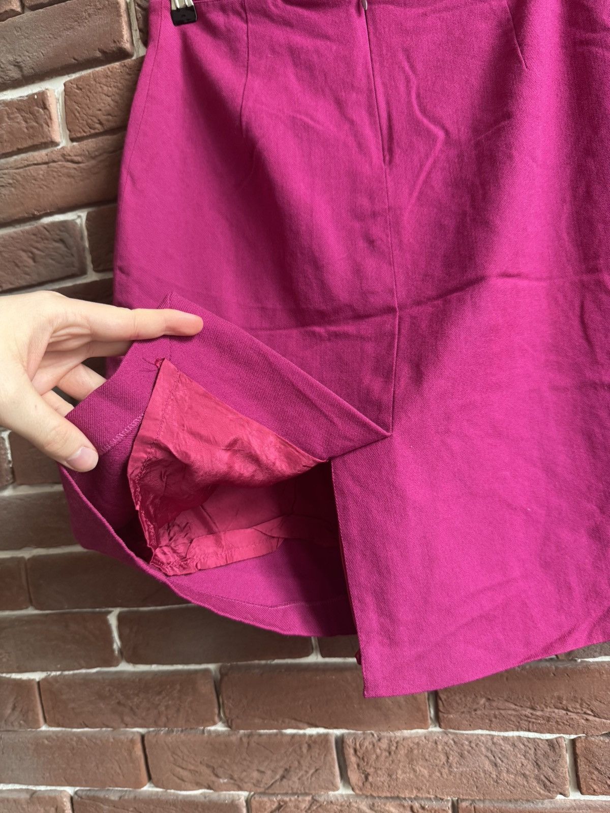 Burberry Burberrys 80s Vintage Midi Wool Pencil Skirt Pink 44 Size 30" / US 8 / IT 44 - 3 Thumbnail