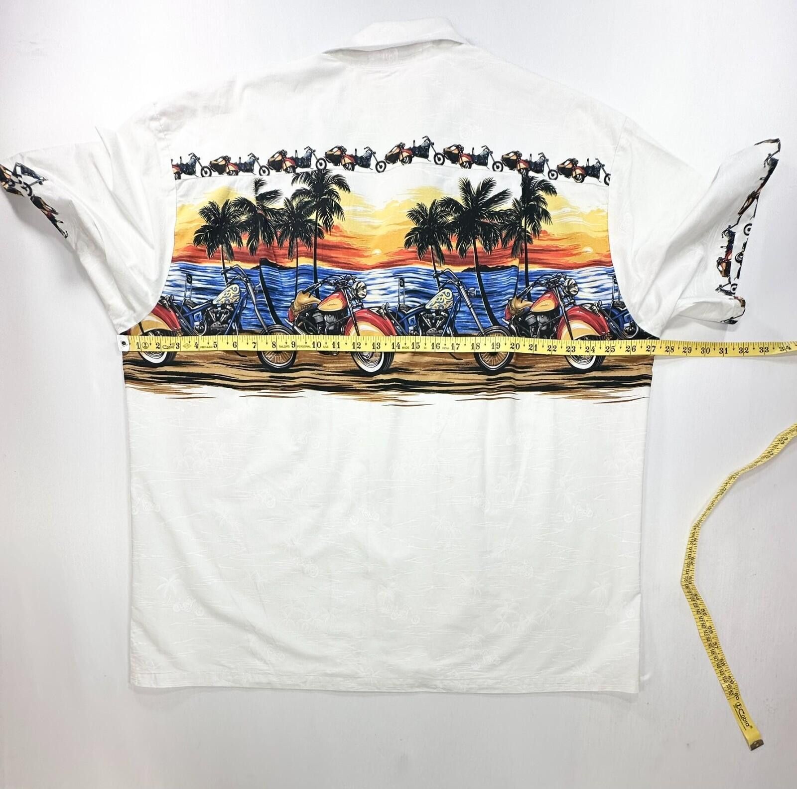 Other Ky's Motorcycle Graphic Print Hawaiian Shirt White Mens 2XL Size US XXL / EU 58 / 5 - 4 Thumbnail