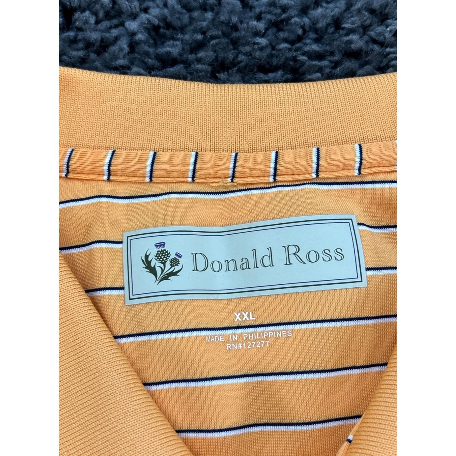 Vintage Donald Ross Polo Shirt Mens 2XL Orange Stripe Golf Cabin Bluff Performance Size US XXL / EU 58 / 5 - 5 Thumbnail
