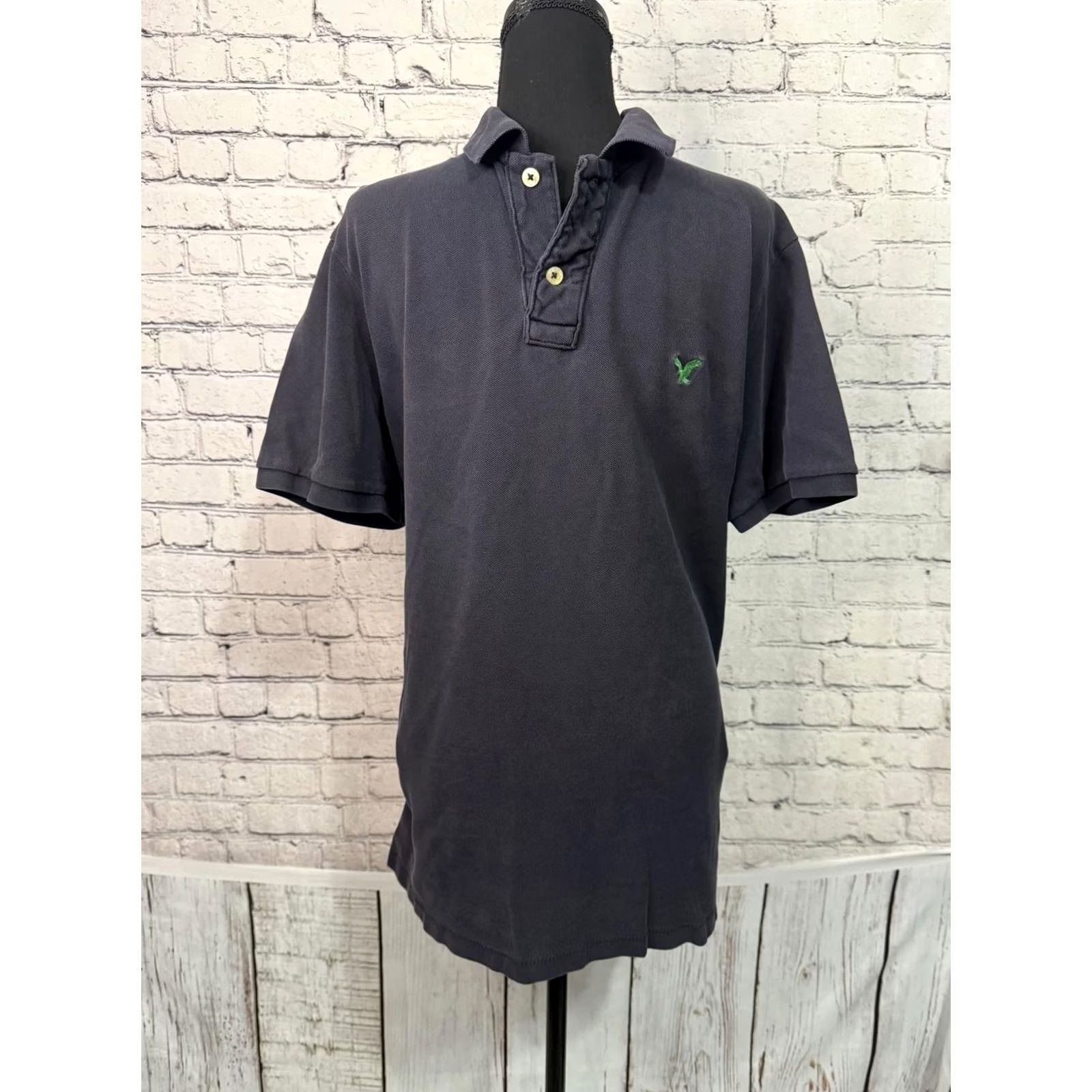 American Eagle Outfitters American Eagle Outfitters Polo Shirt Mens XL Black Cotton Short Sleeve Button-Down Vintage Fit Chest Logo Embroidered Eagle Polo Shirt Size US XL / EU 56 / 4 - 6 Thumbnail