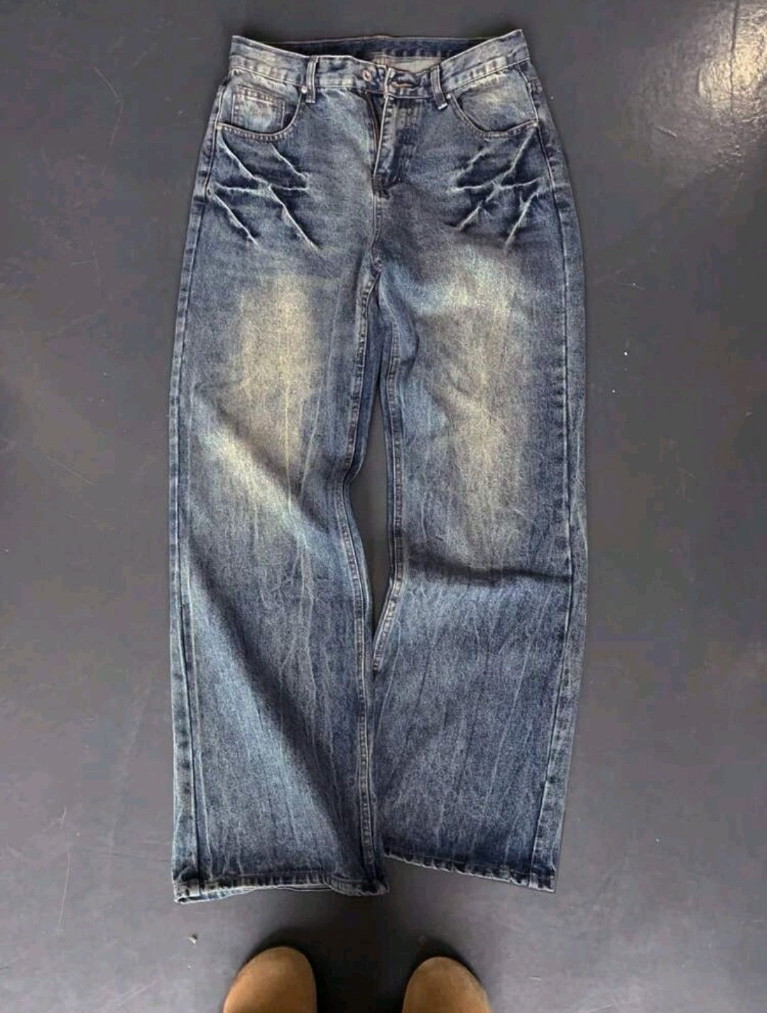 Japanese Brand Lightning Distressed Washed Loose Baggy Jeans Size US 32 / EU 48 - 1 Thumbnail