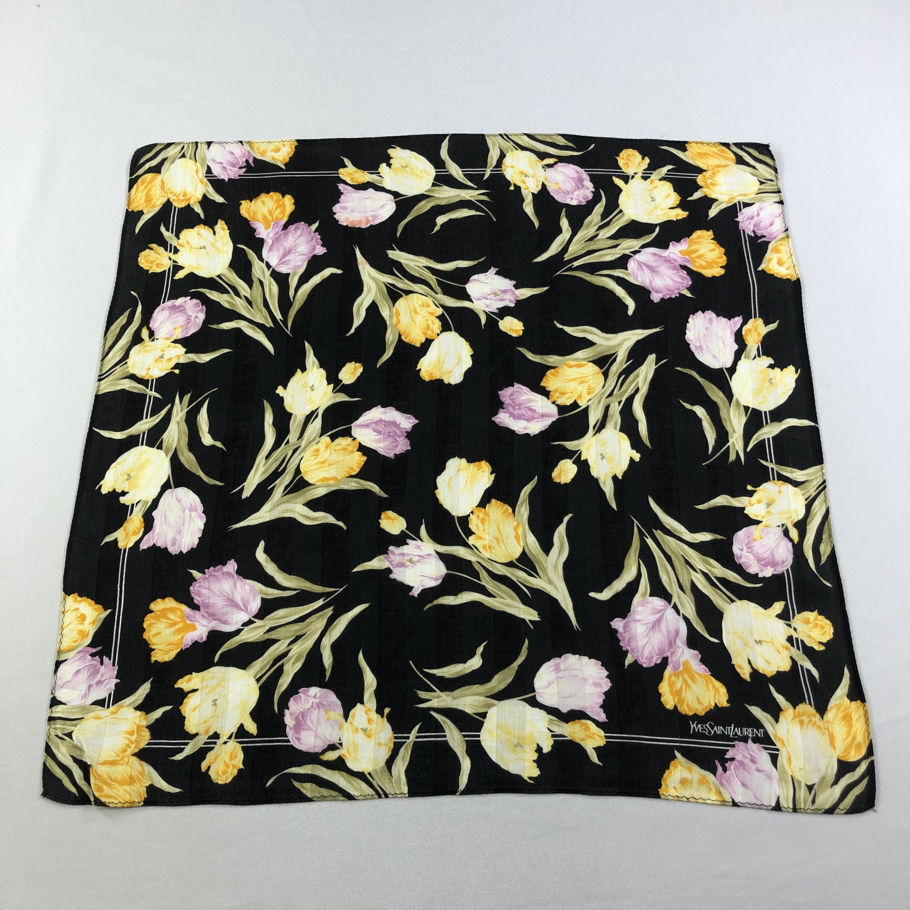 Yves Saint Laurent YSL Floral Handkerchief Neckerchief Bandana H1669 Size ONE SIZE - 2 Thumbnail