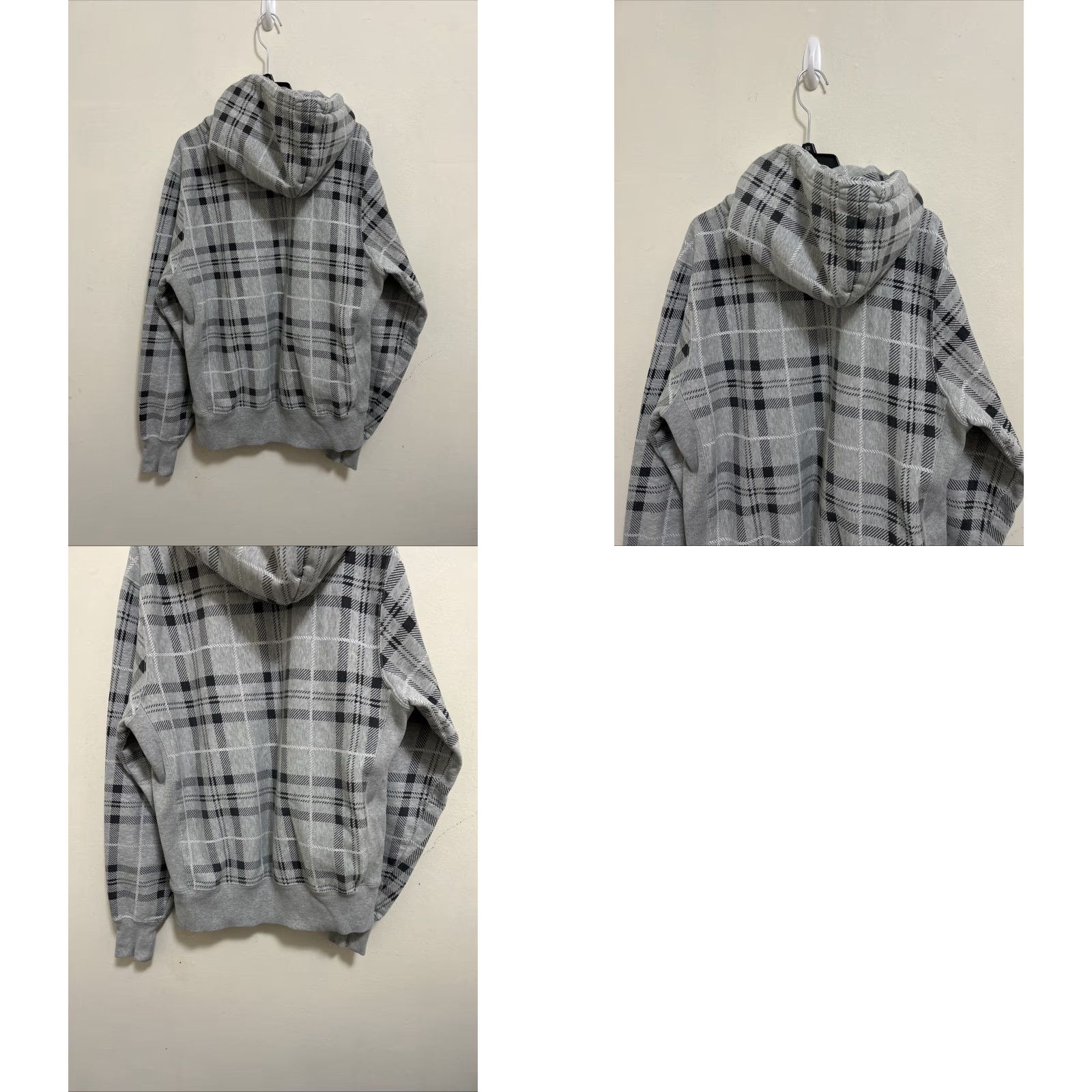 Champion Champion Hoodie Mens M Gray Plaid Reverse Weave Fleece Logo Heavy Sweatshirt Size US M / EU 48-50 / 2 - 8 Thumbnail