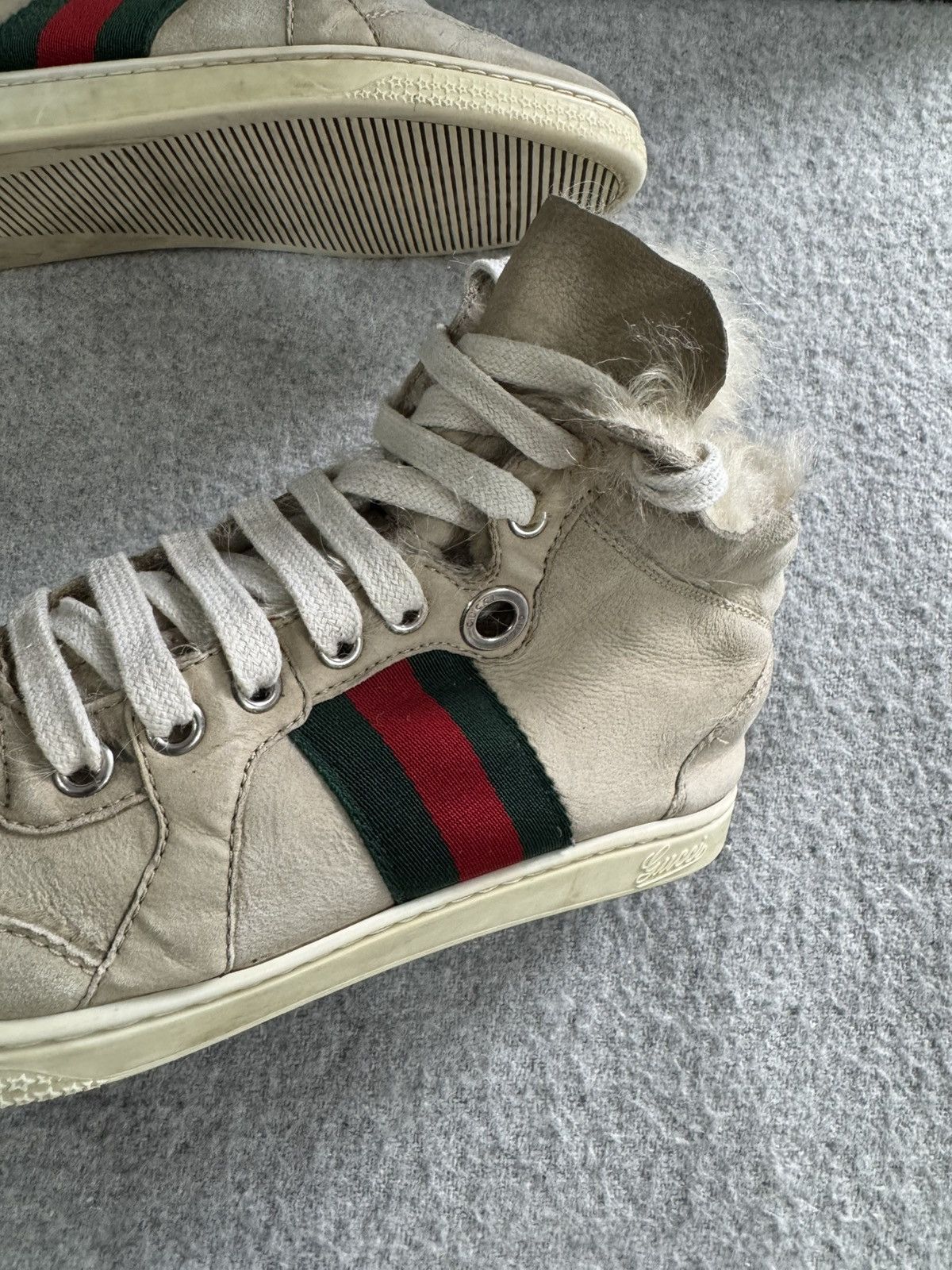 Gucci Gucci Ace High Top Mongolian Lambskin Sneakers Fur 36 Size US 6 / IT 36 - 10 Thumbnail