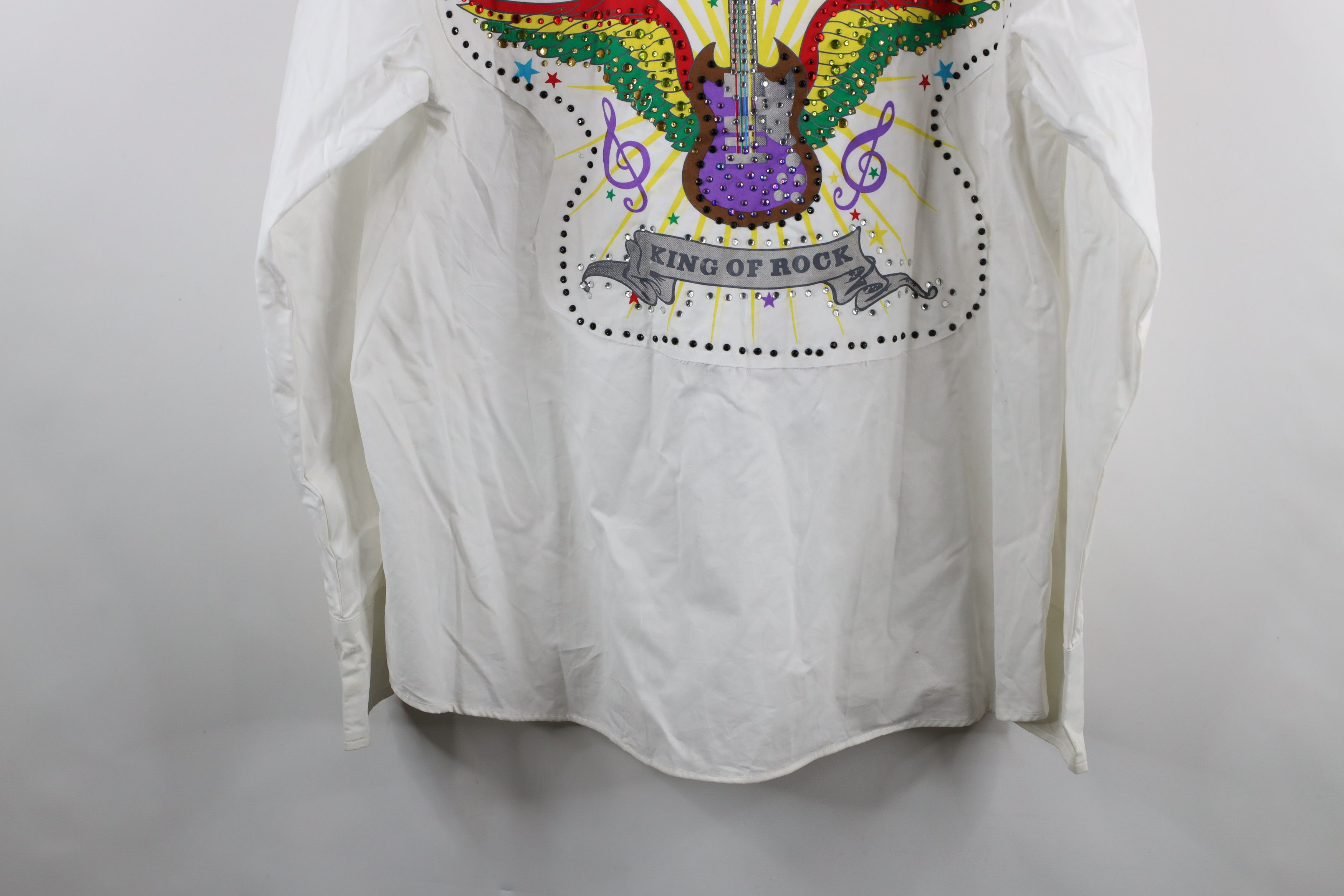 Vintage Deasdtock Vintage Y2K Rockabilly Born To Rock Button Shirt Size US XXL / EU 58 / 5 - 16 Thumbnail
